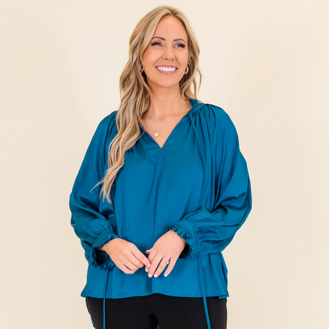 Lagoon Shimmer Blouse, Blue - Giverhouse