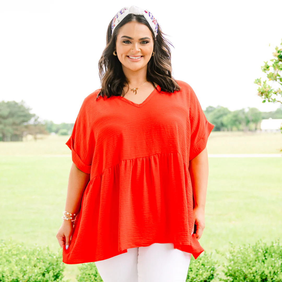 Wide Eyed Gaze Top, Tomato - Giverhouse