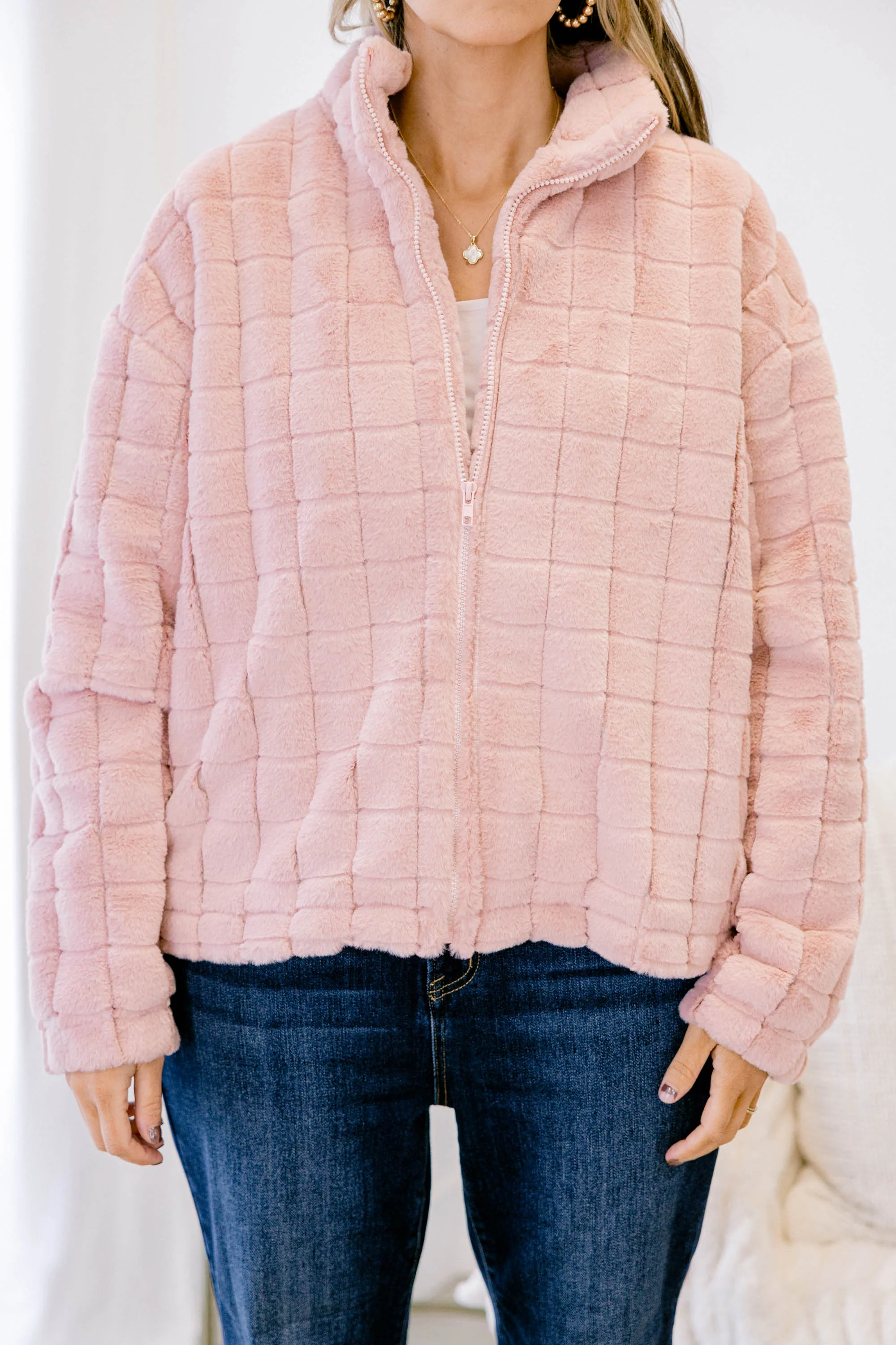 Carmen Faux Fur Jacket, Pink - Giverhouse