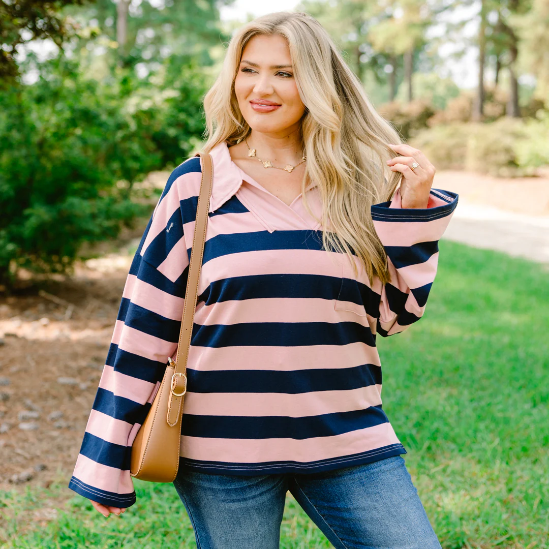 Heartland Home Sweatshirt, Navy-Pink - Giverhouse