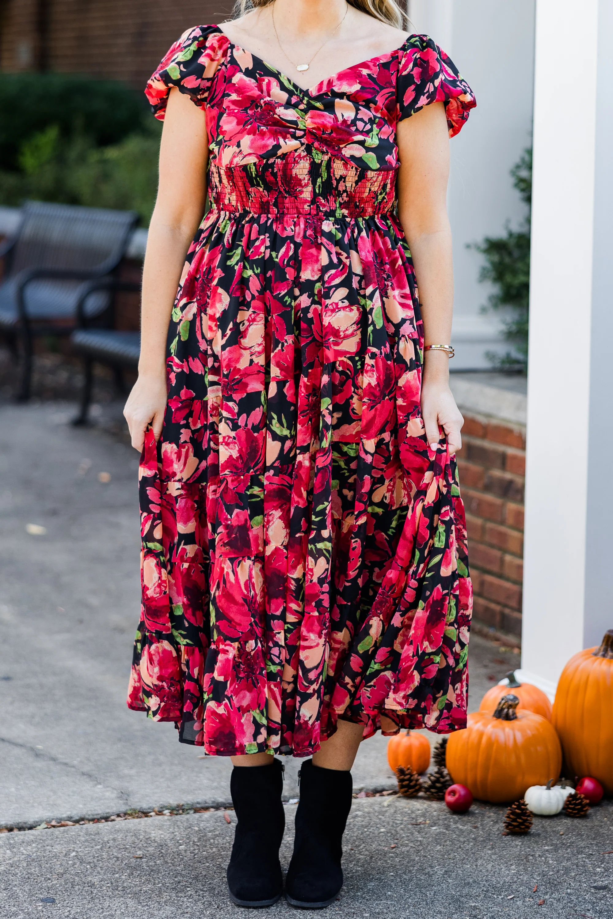 Love From Above Dress, Black Floral - Giverhouse