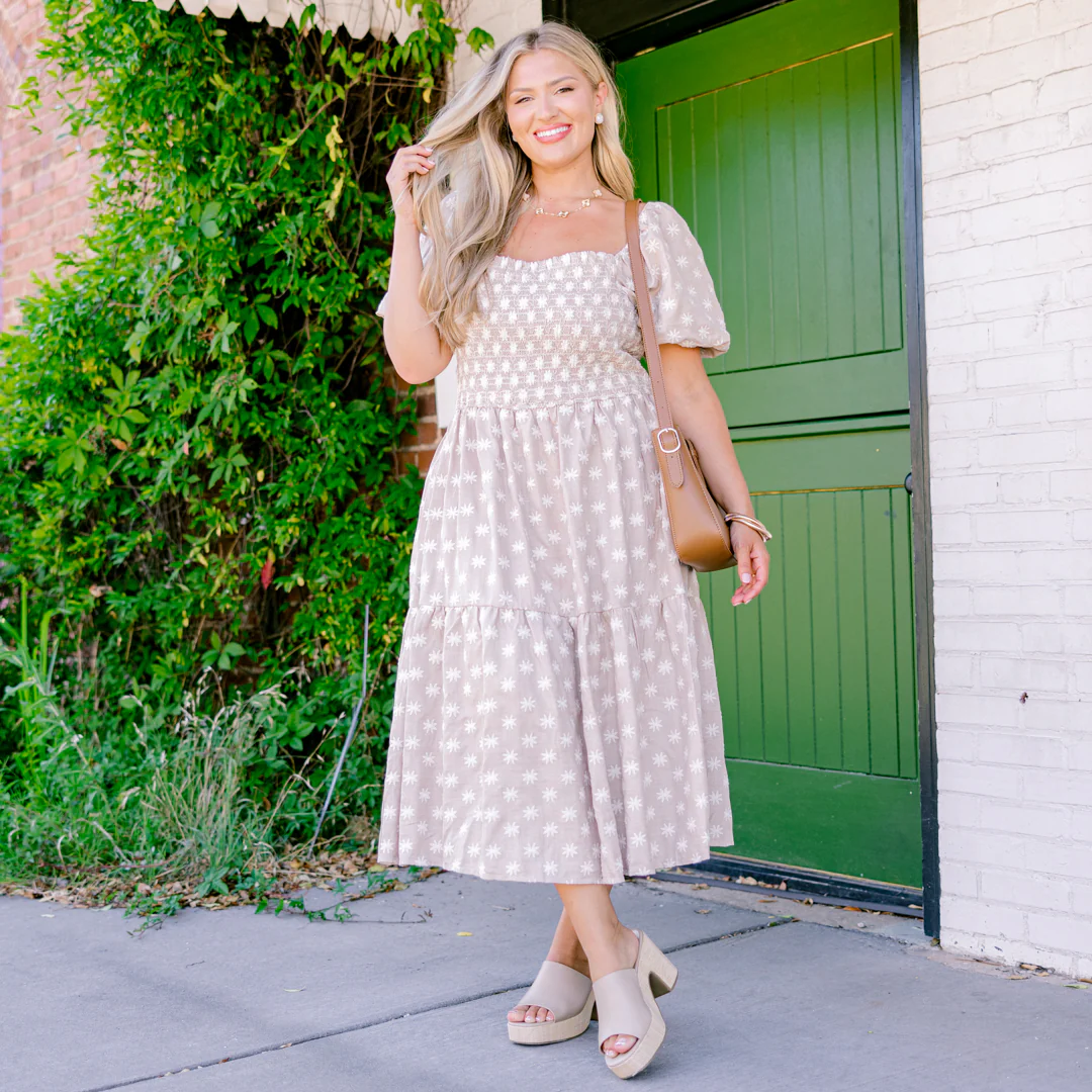 Feeling Grateful Midi Dress, Taupe - Giverhouse