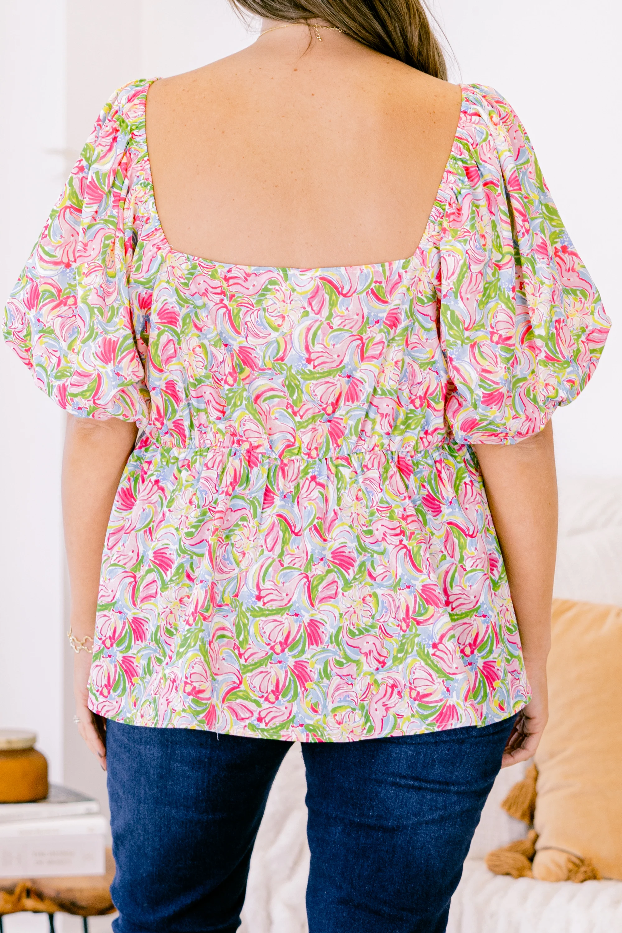 Spring Romance Top, Pink Abstract - Giverhouse