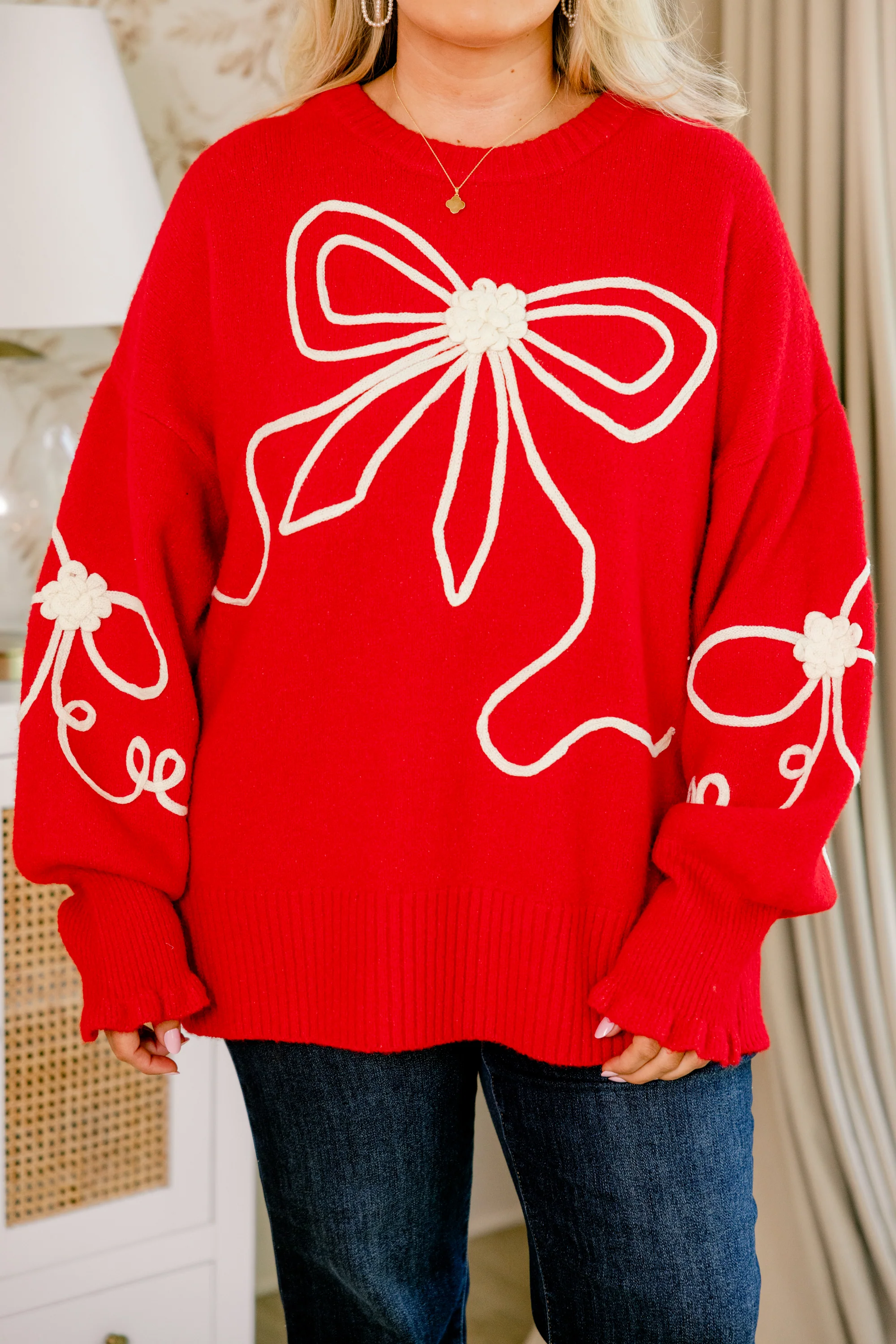 Walk And Sweet Talk Sweater, Red - Giverhouse