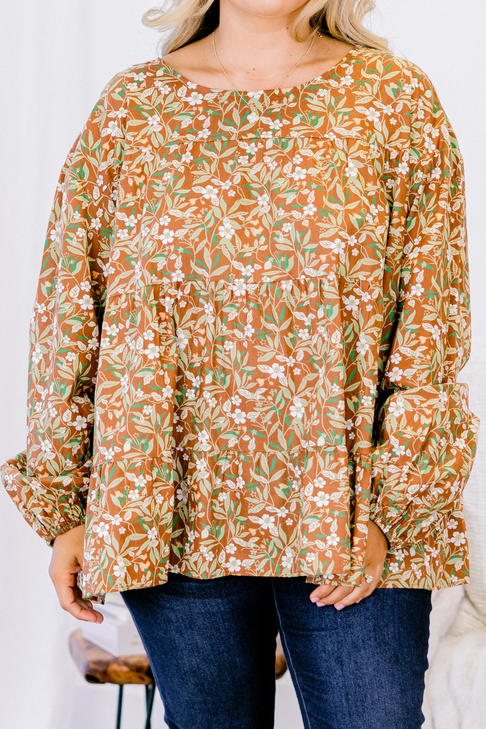 Anytime Now Top, Brown - Giverhouse