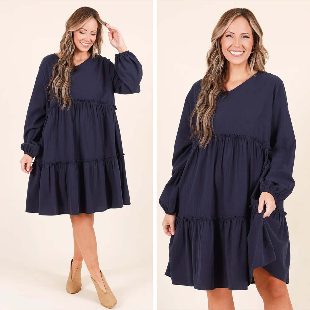 Charming Grace Dress, Navy - Giverhouse