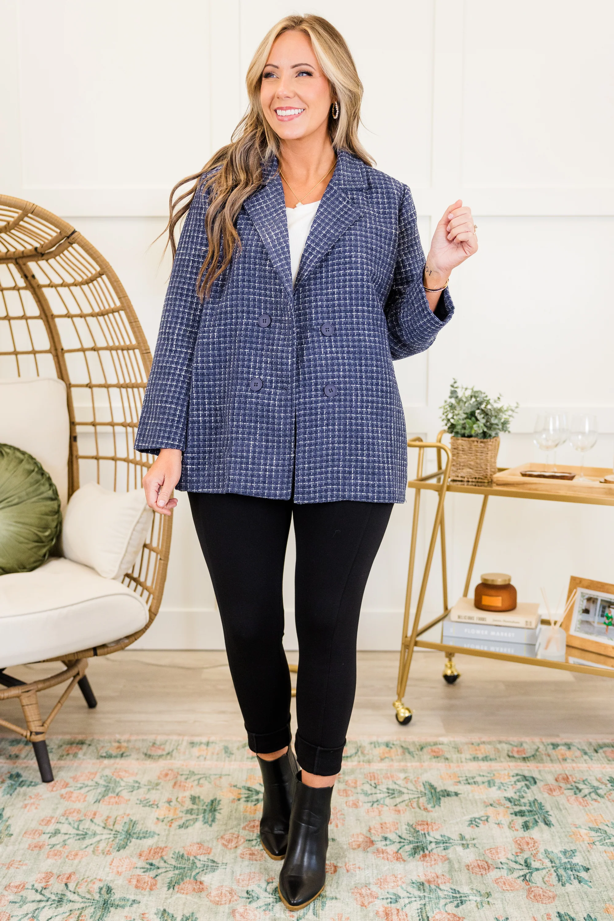 On My Way To Business Jacket, Navy - Giverhouse