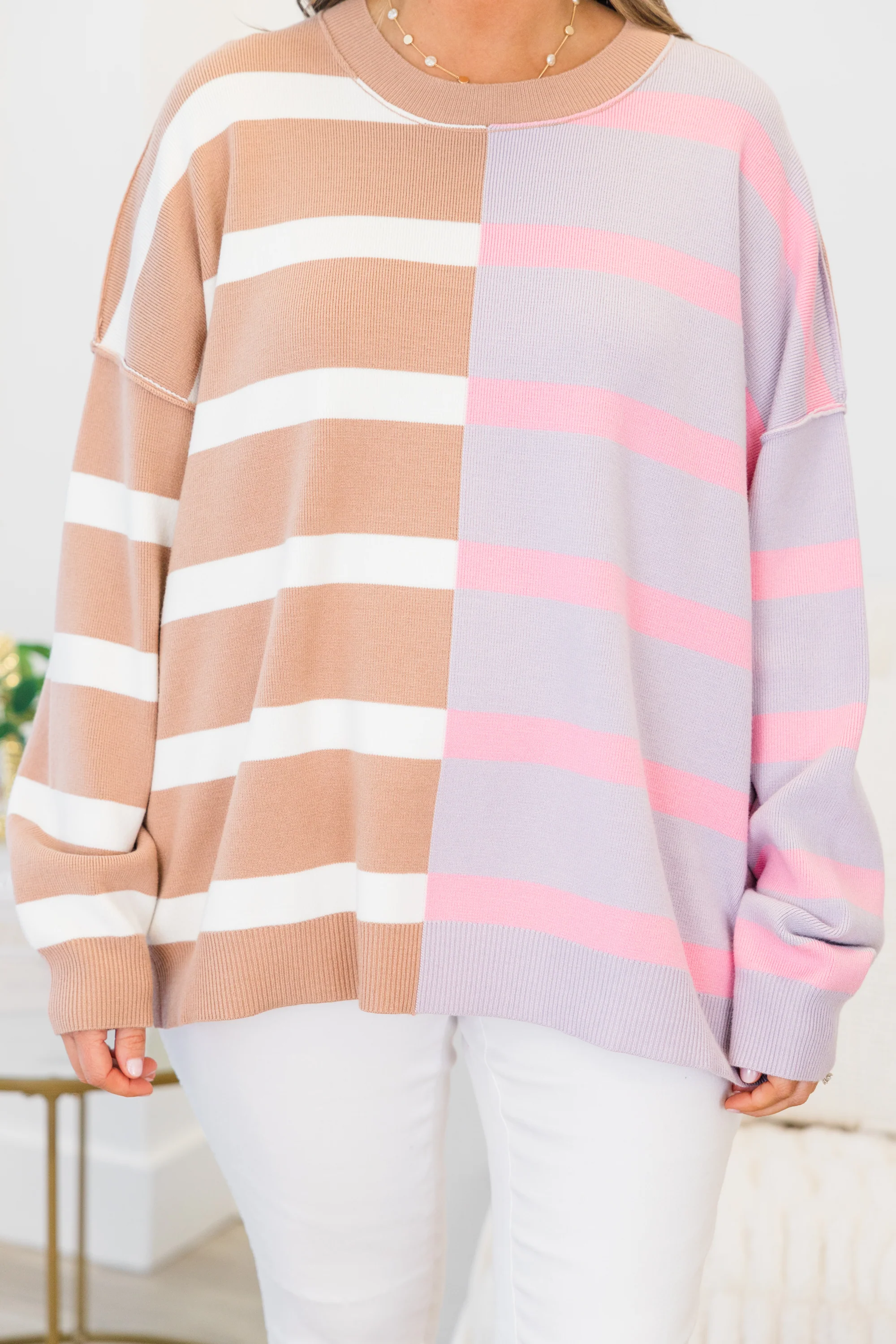 Bold Stripes Sweater, Brown-Grey - Giverhouse