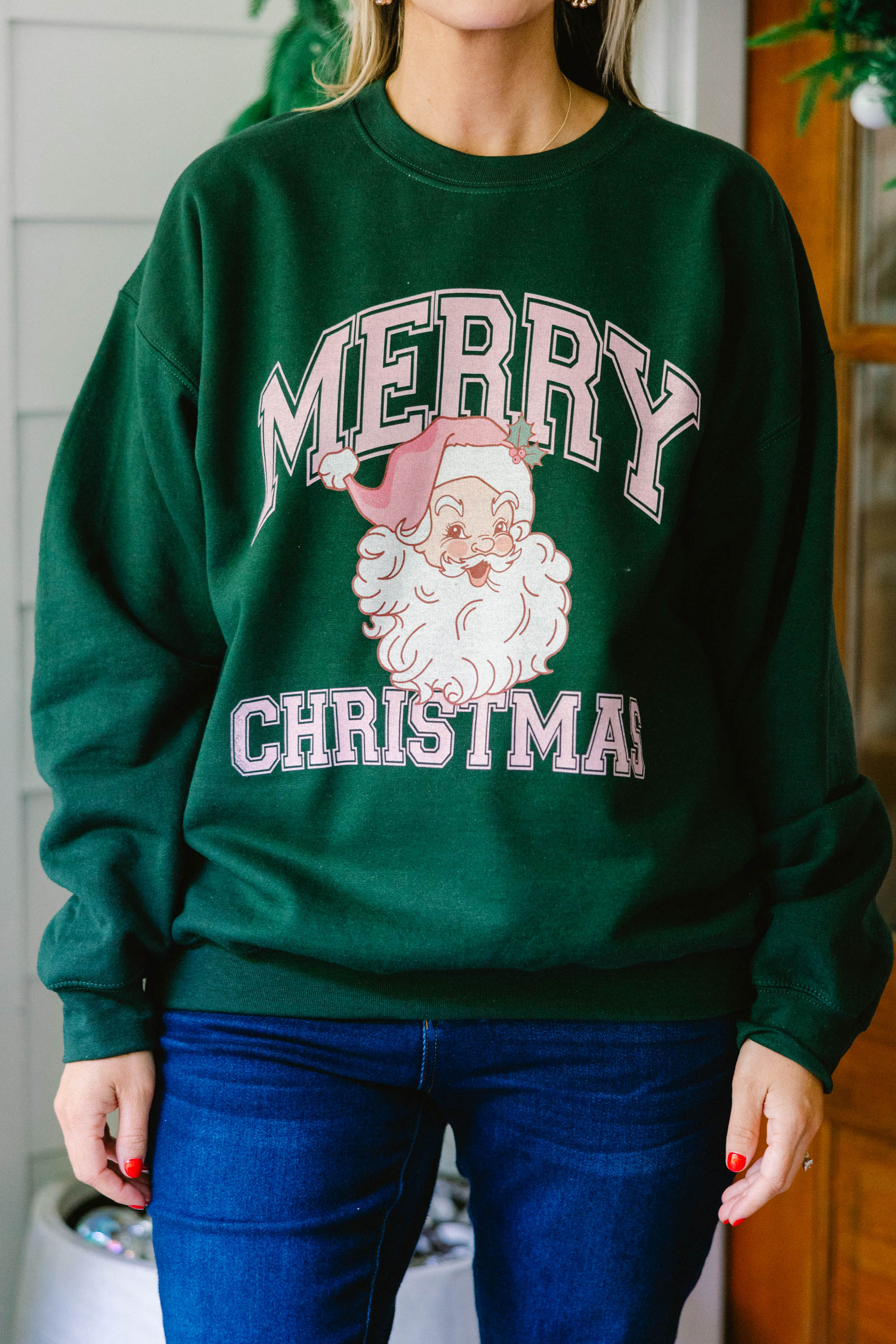 Merry Christmas Everyone Sweatshirt, Forest Green - Giverhouse