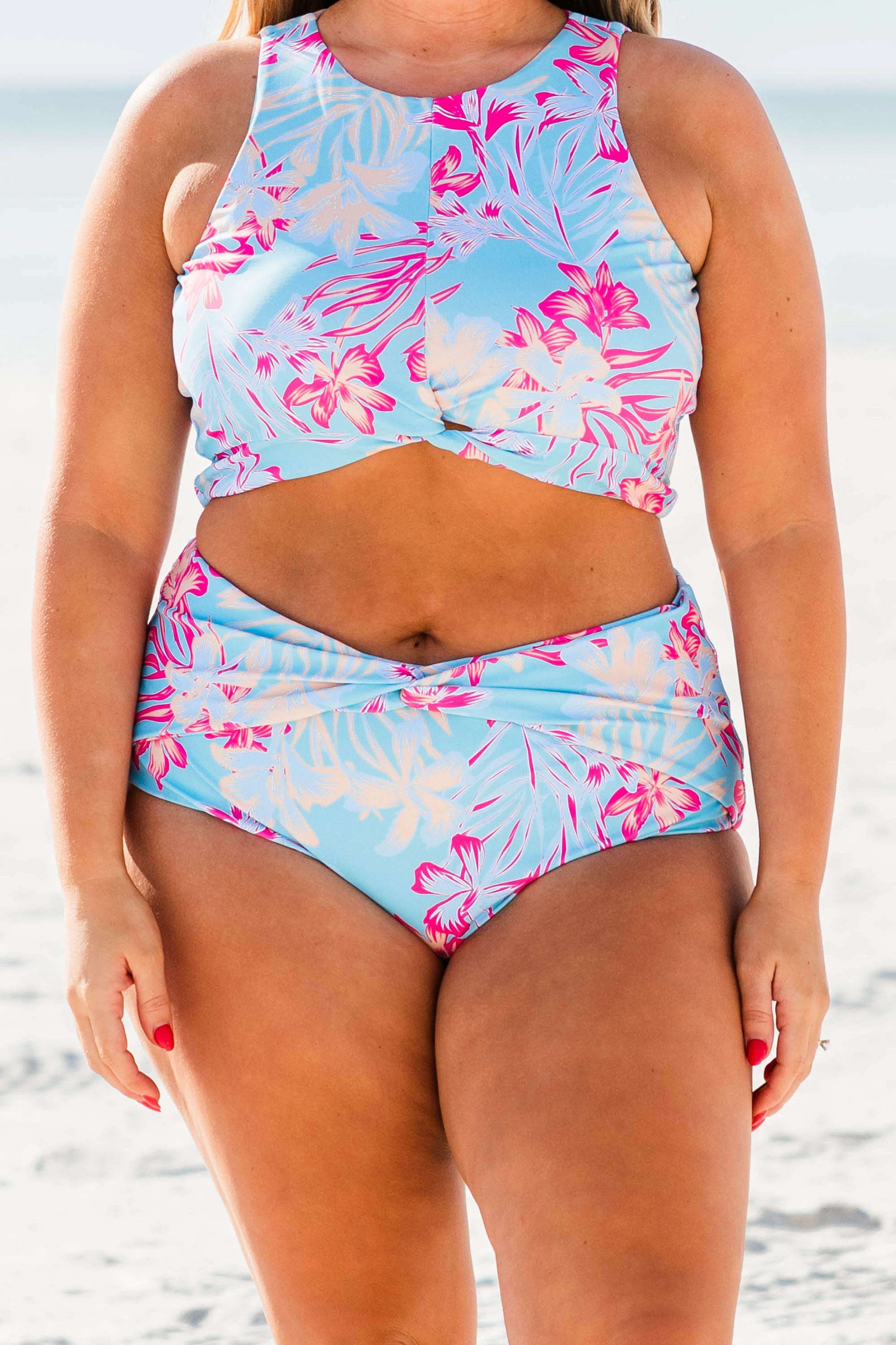 Swim With Me Swim Top, Blue Tropical - Giverhouse