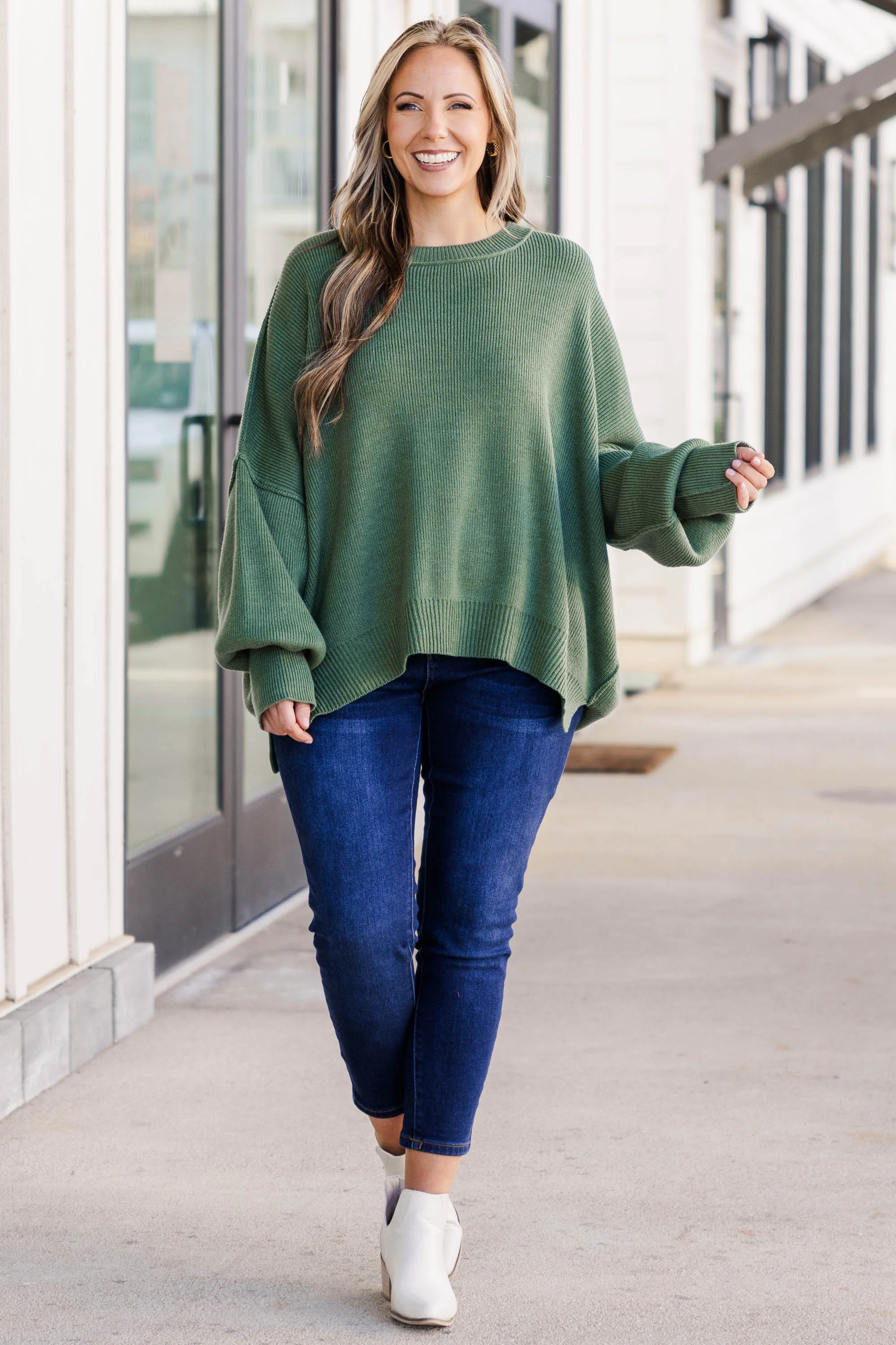 Magically Perfect Sweater, Olive - Giverhouse