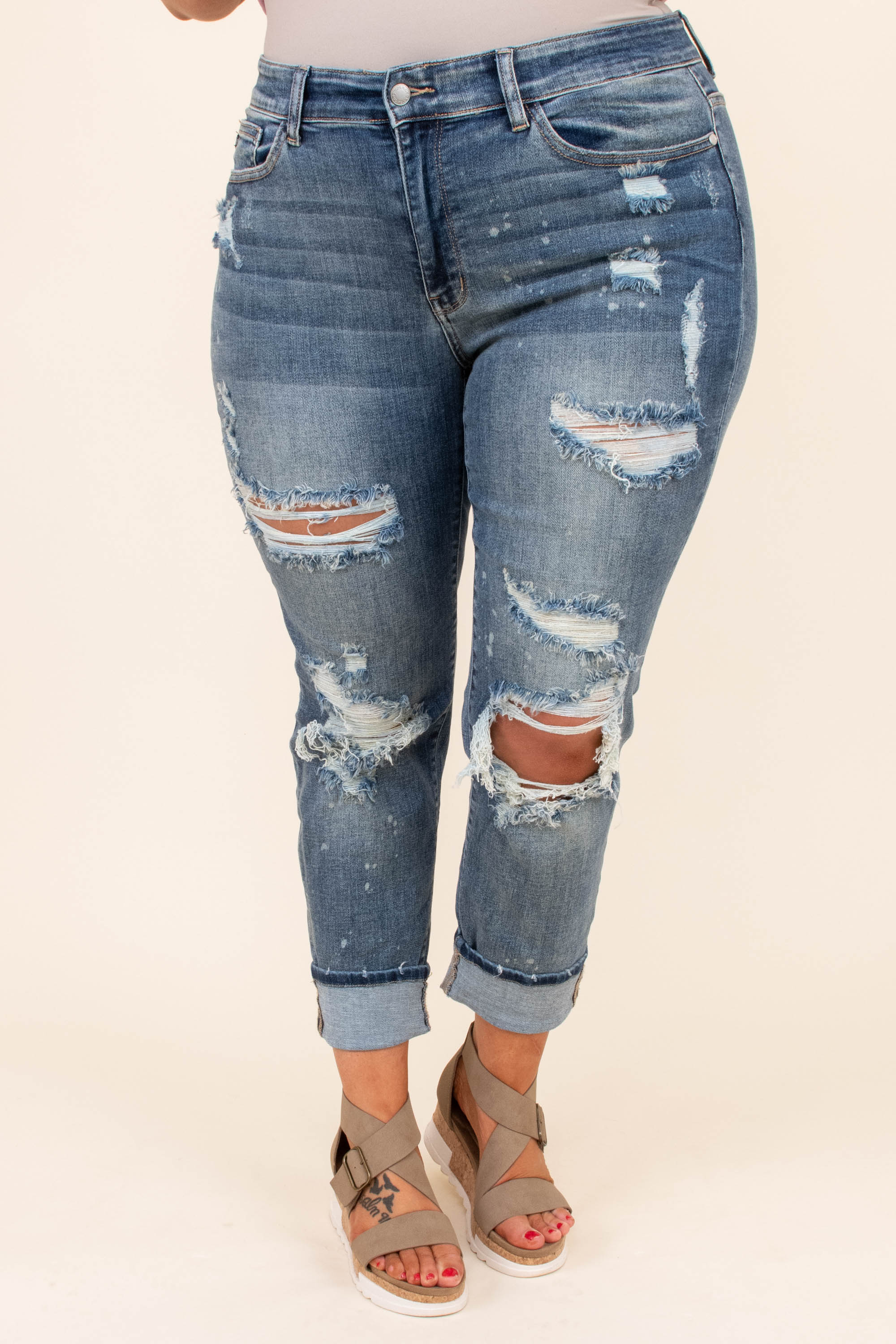 Yes To Distress Jeans, Dark Wash - Giverhouse