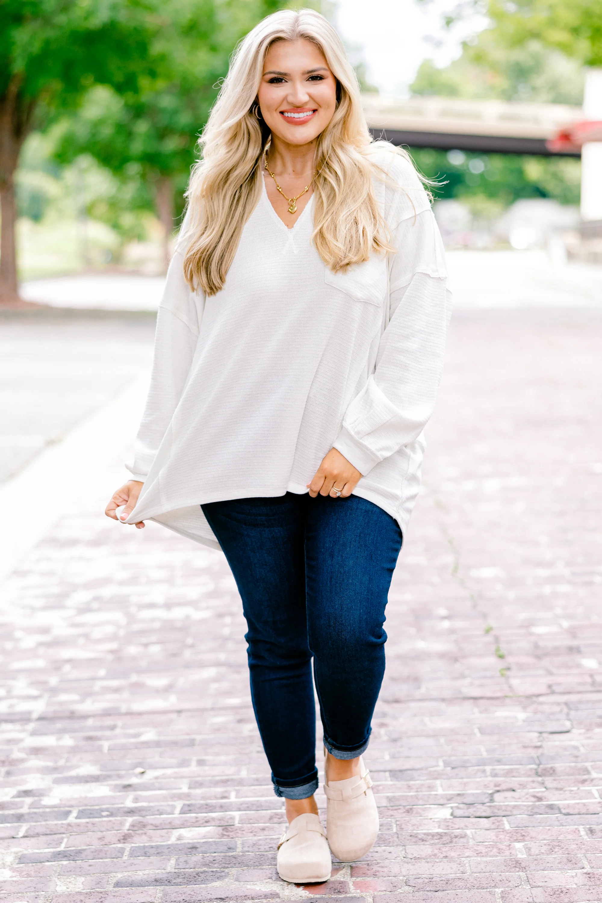 Coffee Dates Top, Oatmeal - Giverhouse