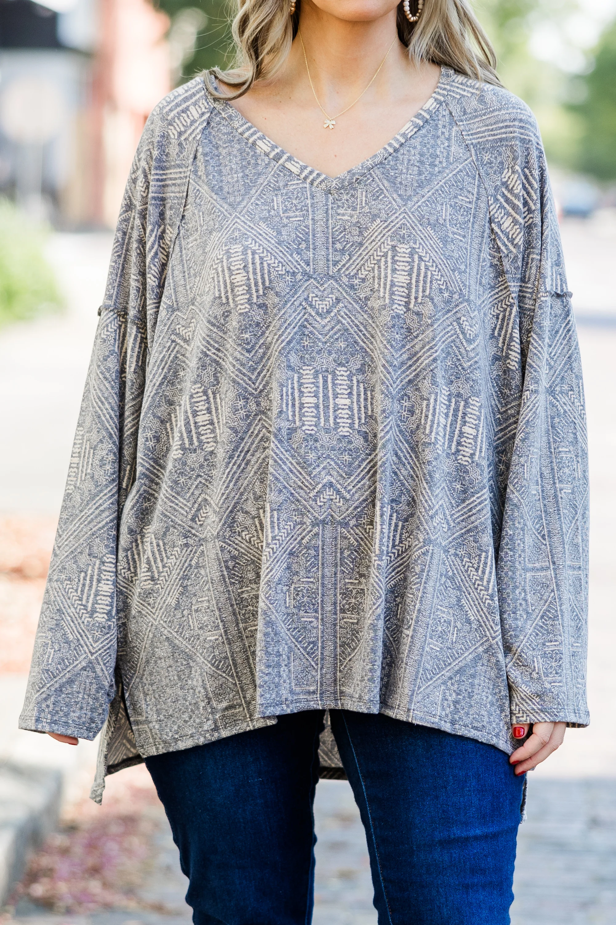 Full Of Charm Top, Gray - Giverhouse