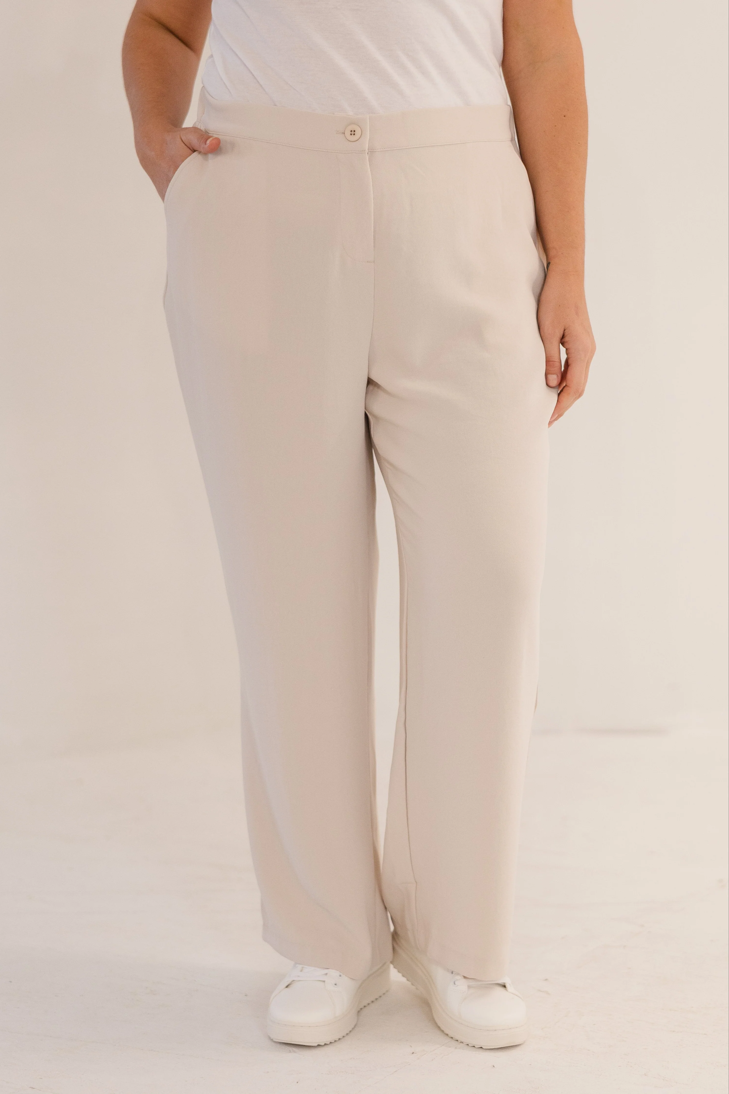 Lena Straight Leg Pant, Stone - Giverhouse