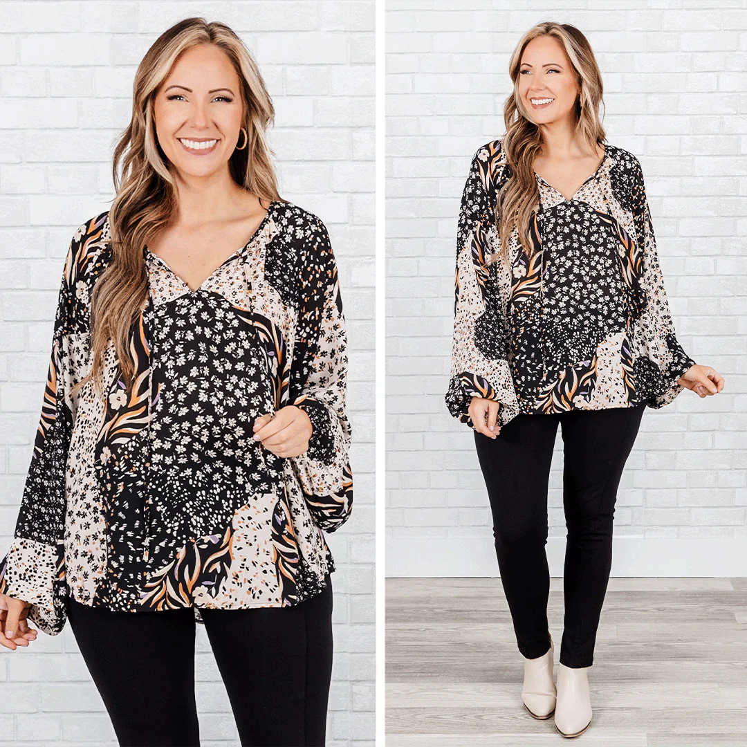 Her Town Too Top, Black Multi - Giverhouse