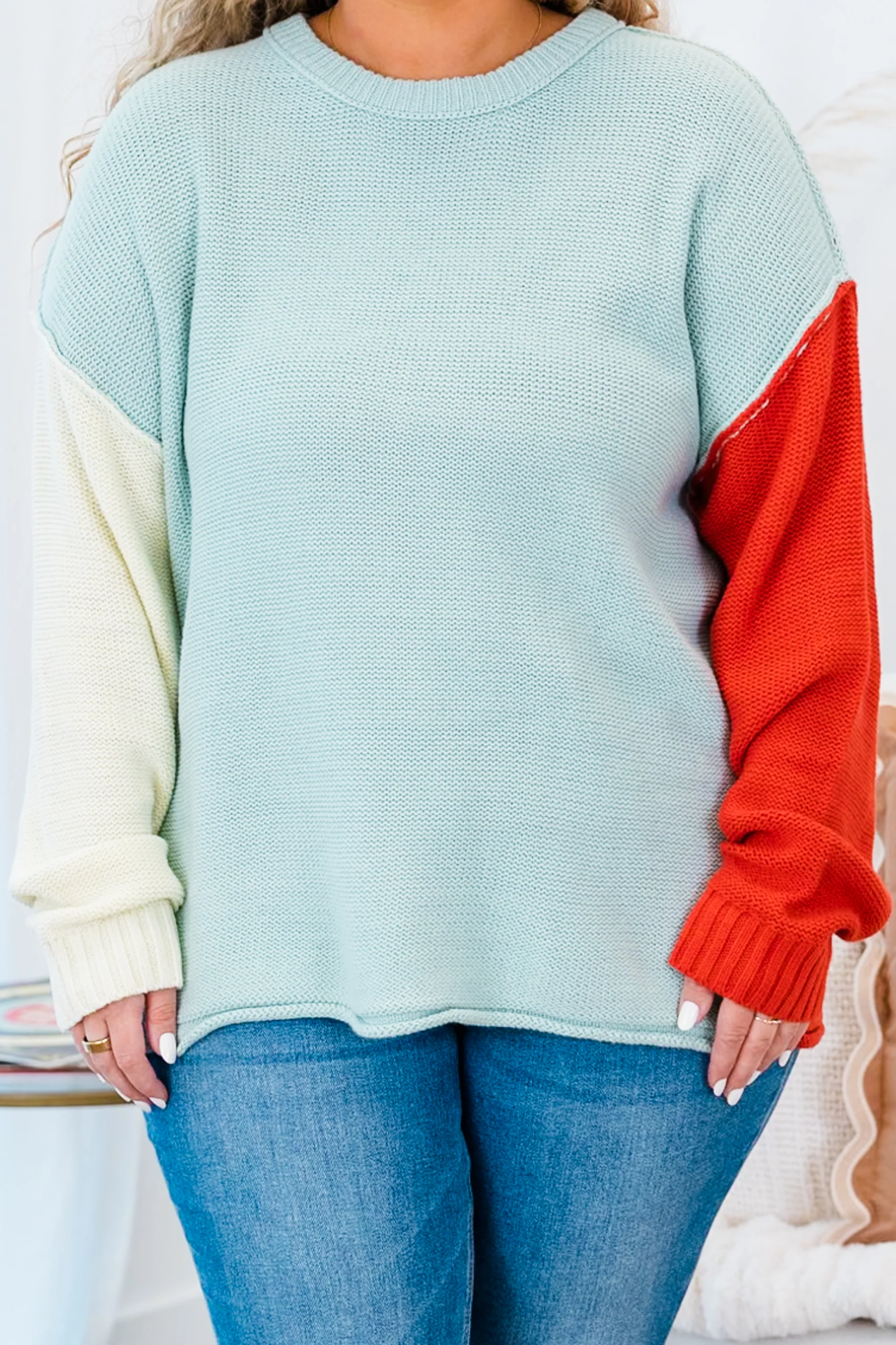 Snowy Owl Sweater, Blue-Rust - Giverhouse