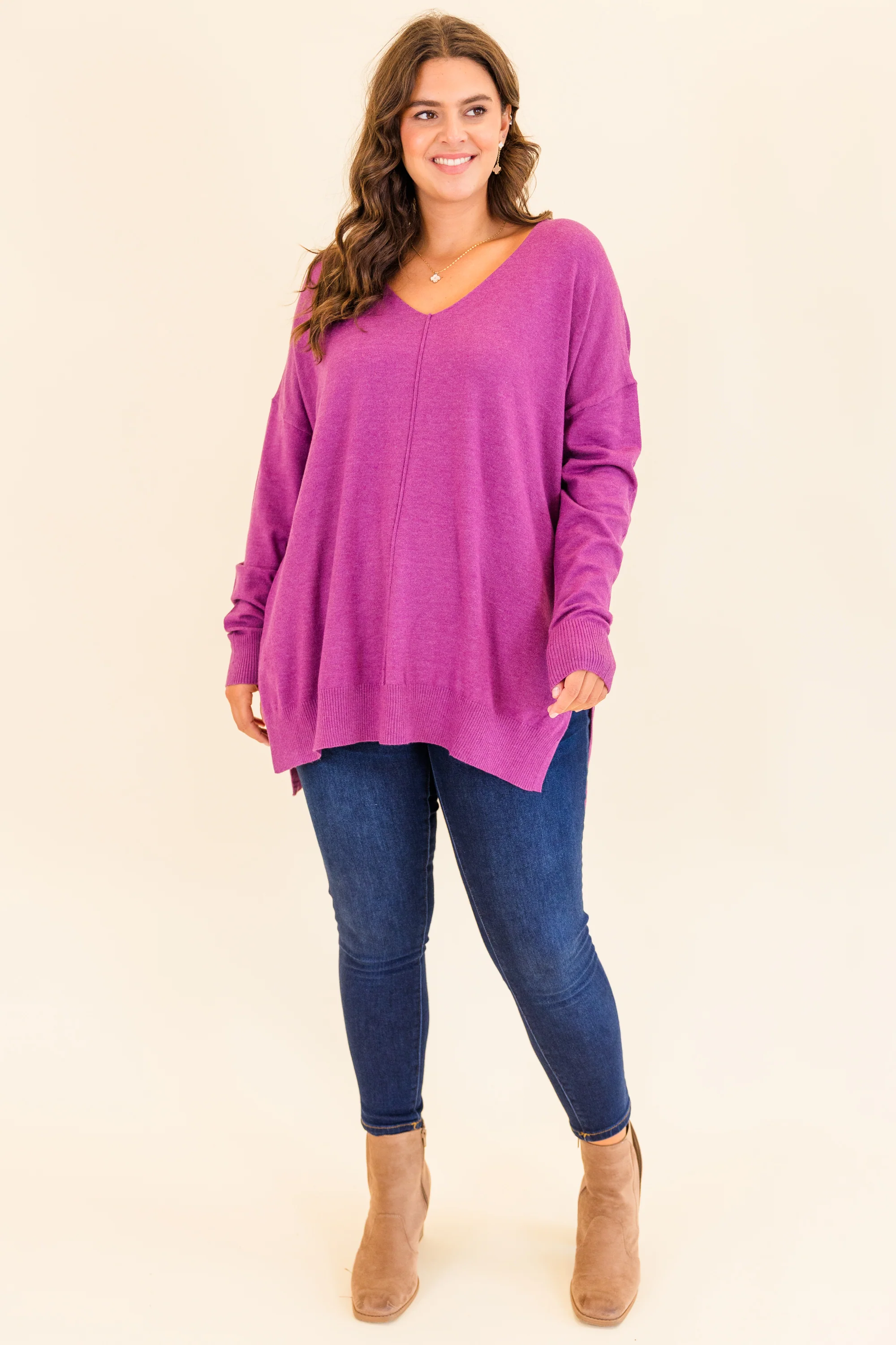 Miss Who I Was Sweater, Heather Plum - Giverhouse