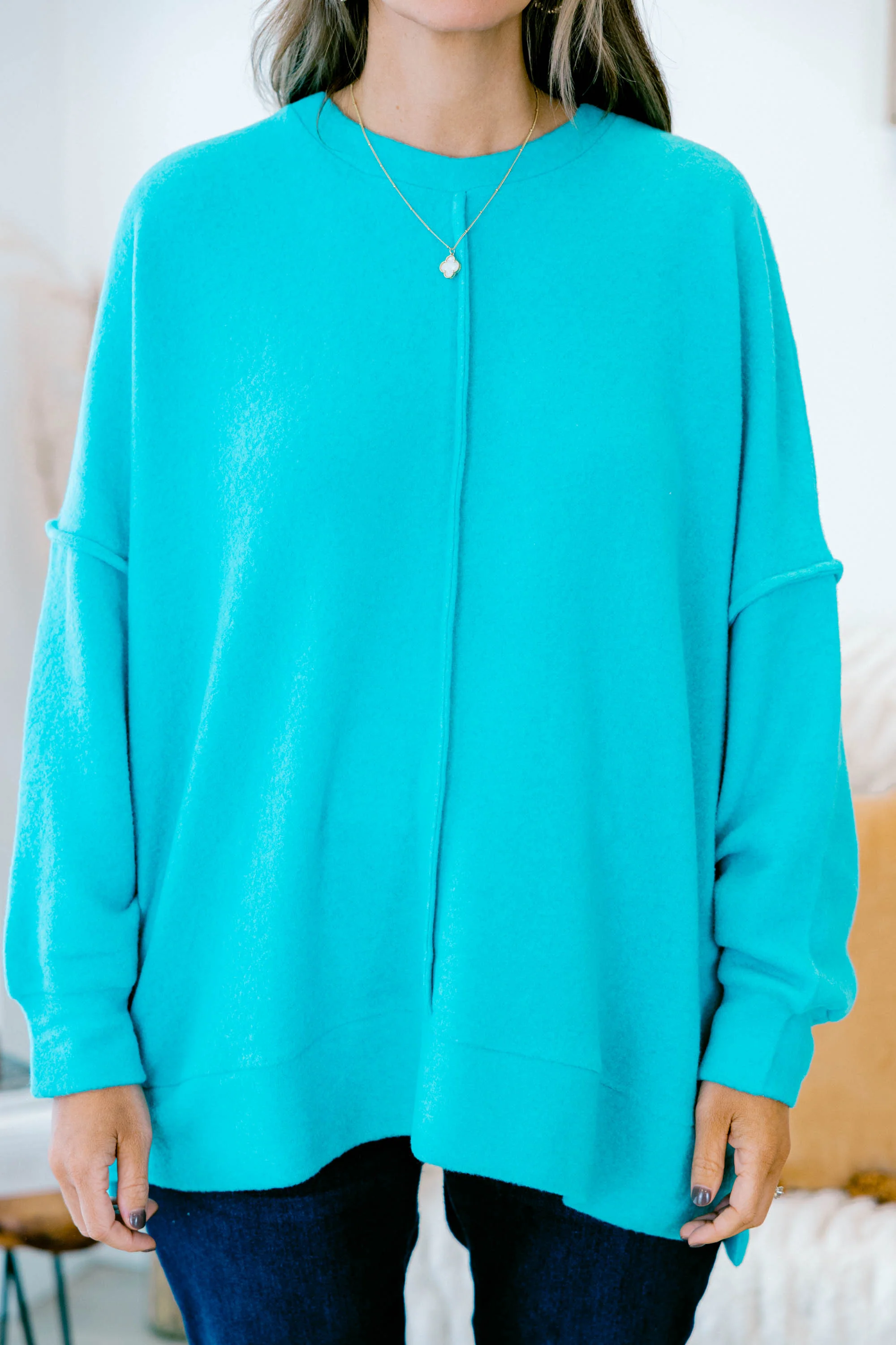 So Comfy Sweater, Light Teal - Giverhouse