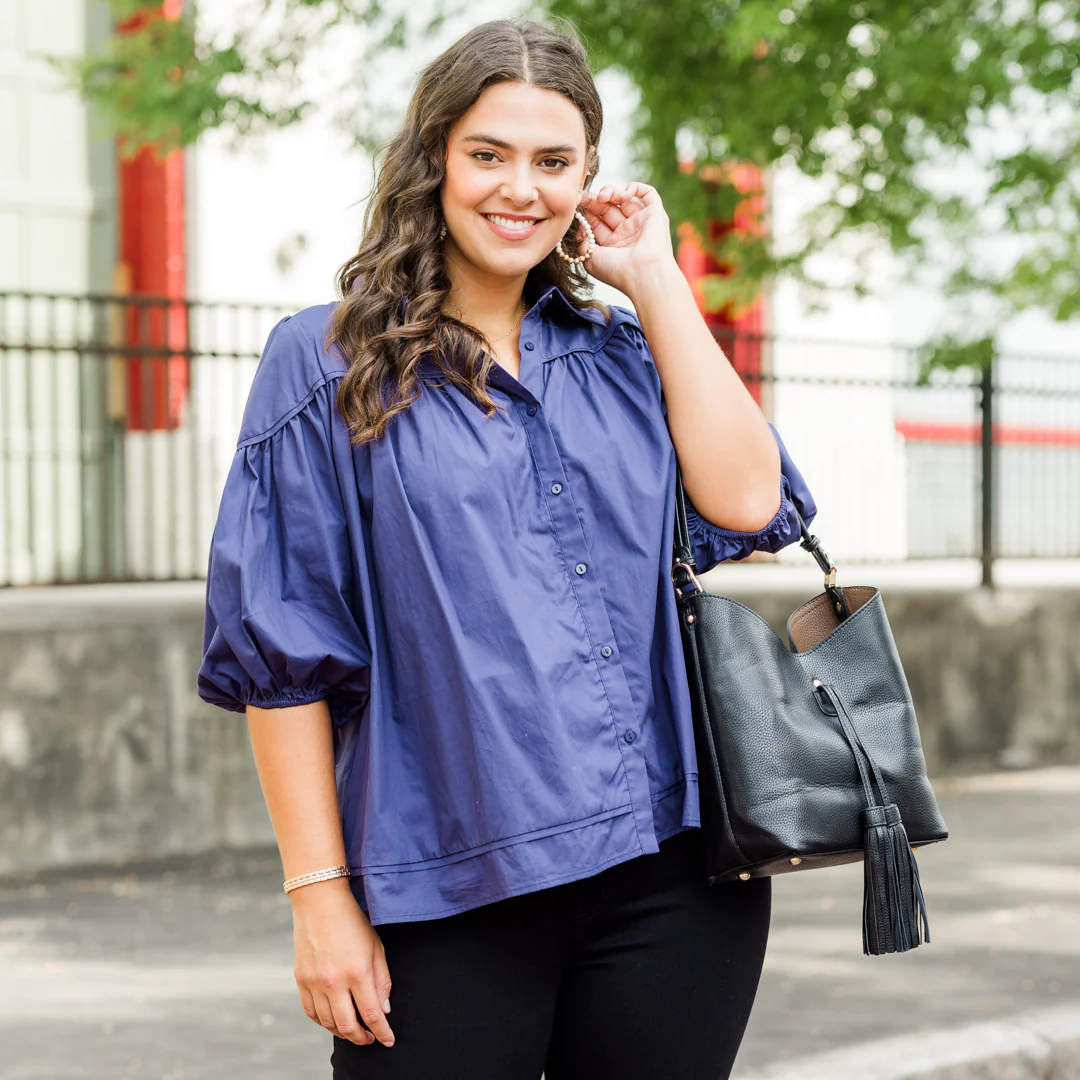 Love Is All Around Blouse, Navy - Giverhouse