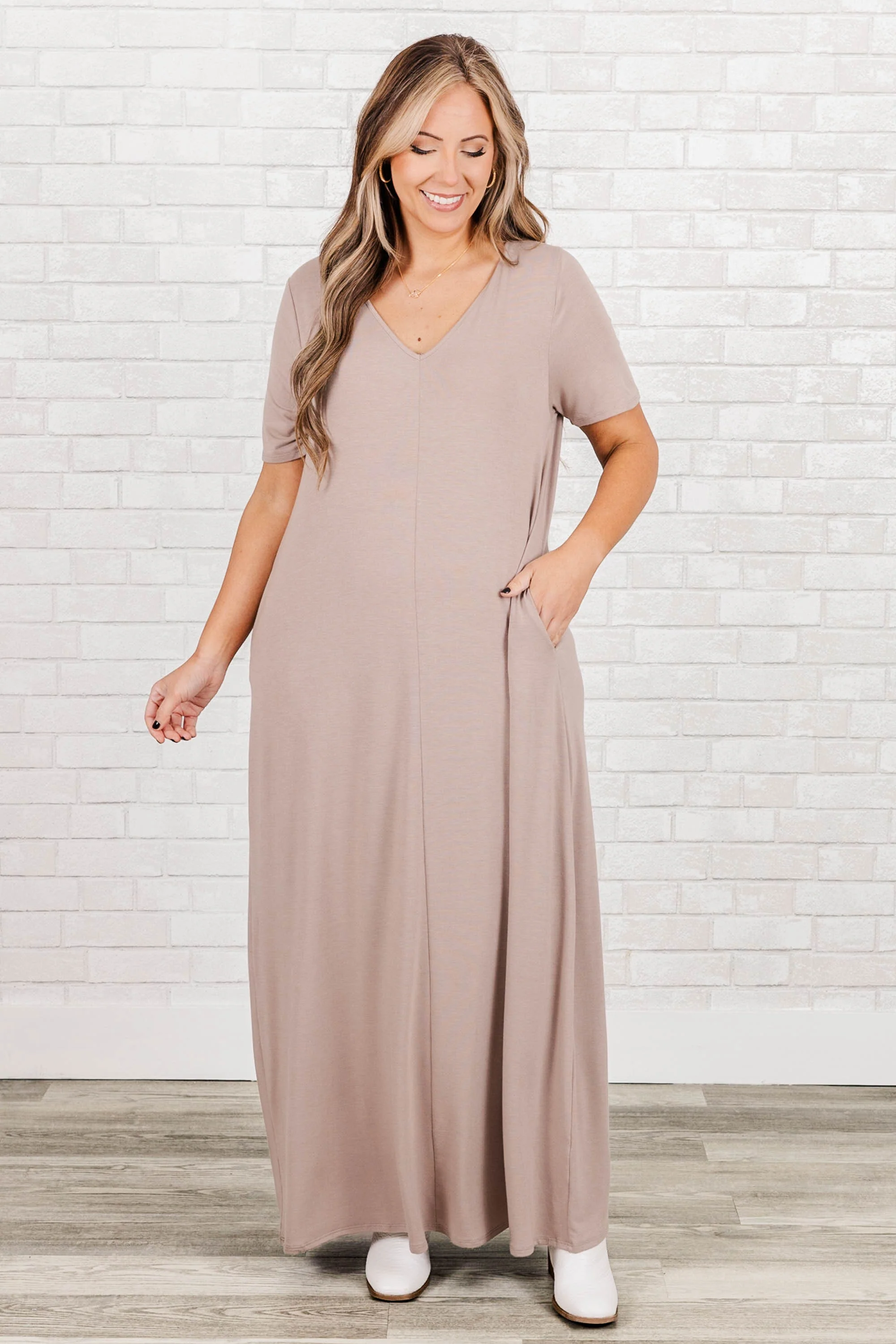 Makin' Waves Maxi Dress, Ash Mocha - Giverhouse