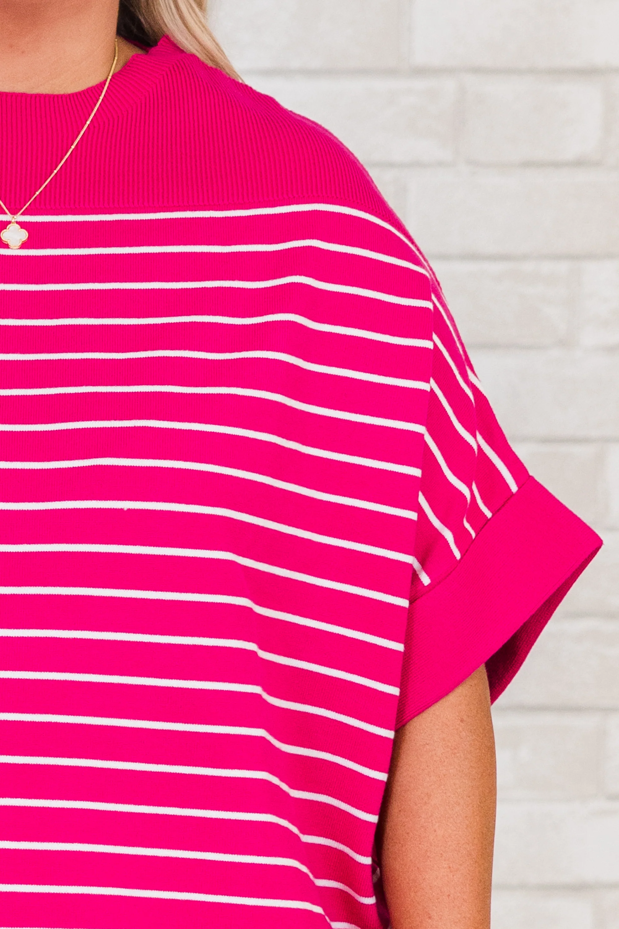 Love You Mean It Top, Hot Pink-Ivory - Giverhouse