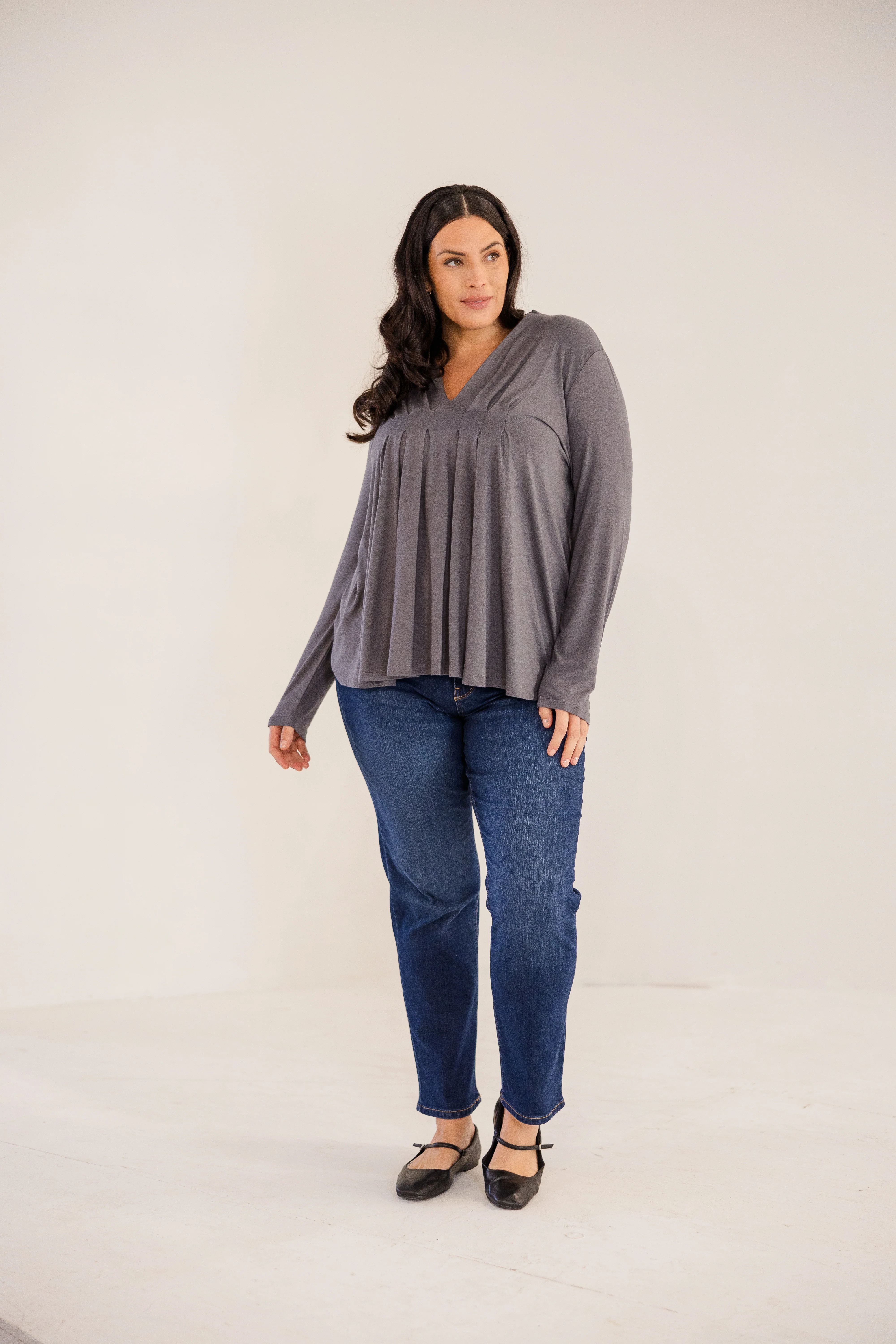 Mercer Front Pleat Top, Castle Rock - Giverhouse