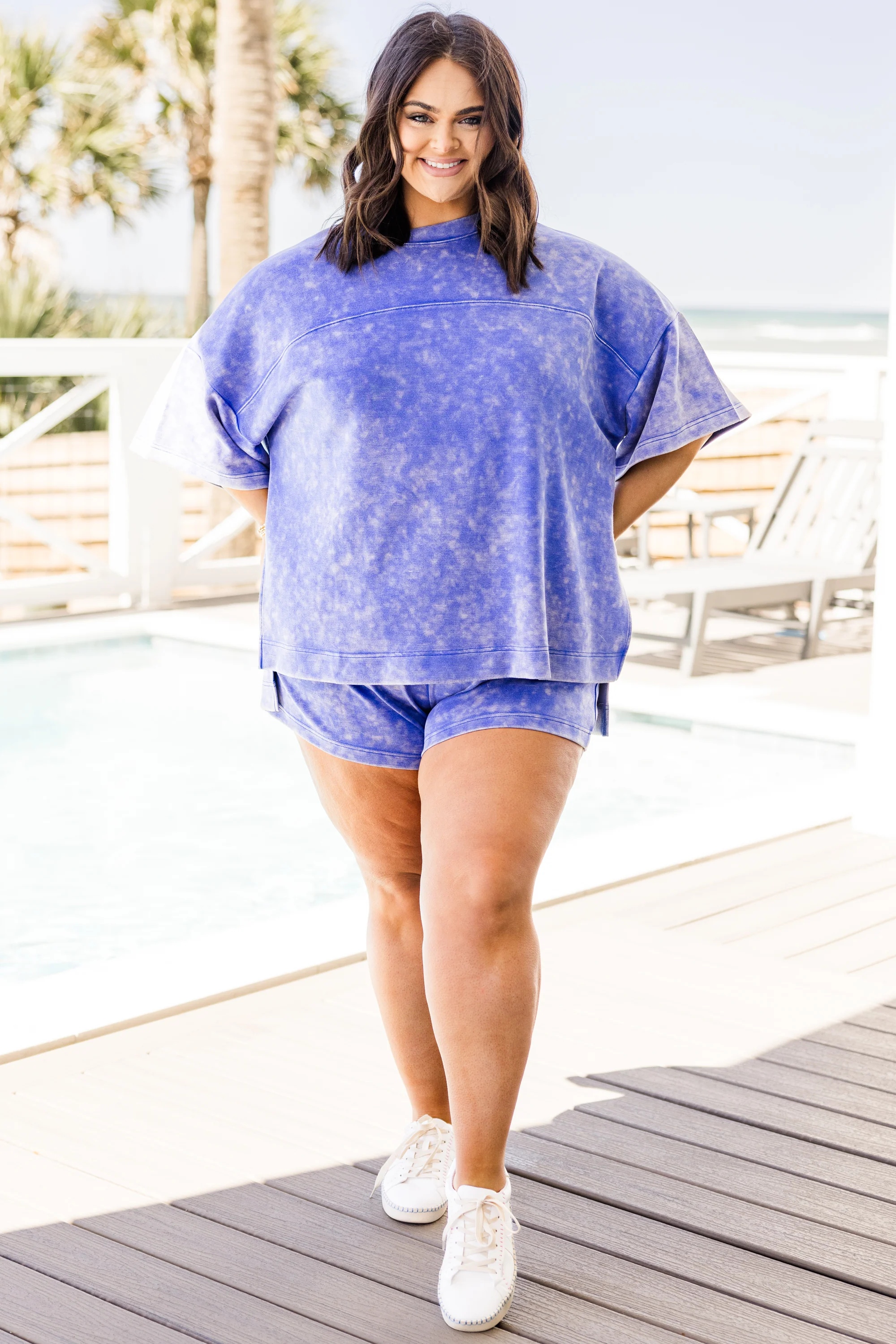 Easygoing Washed Shorts, Blue - Giverhouse