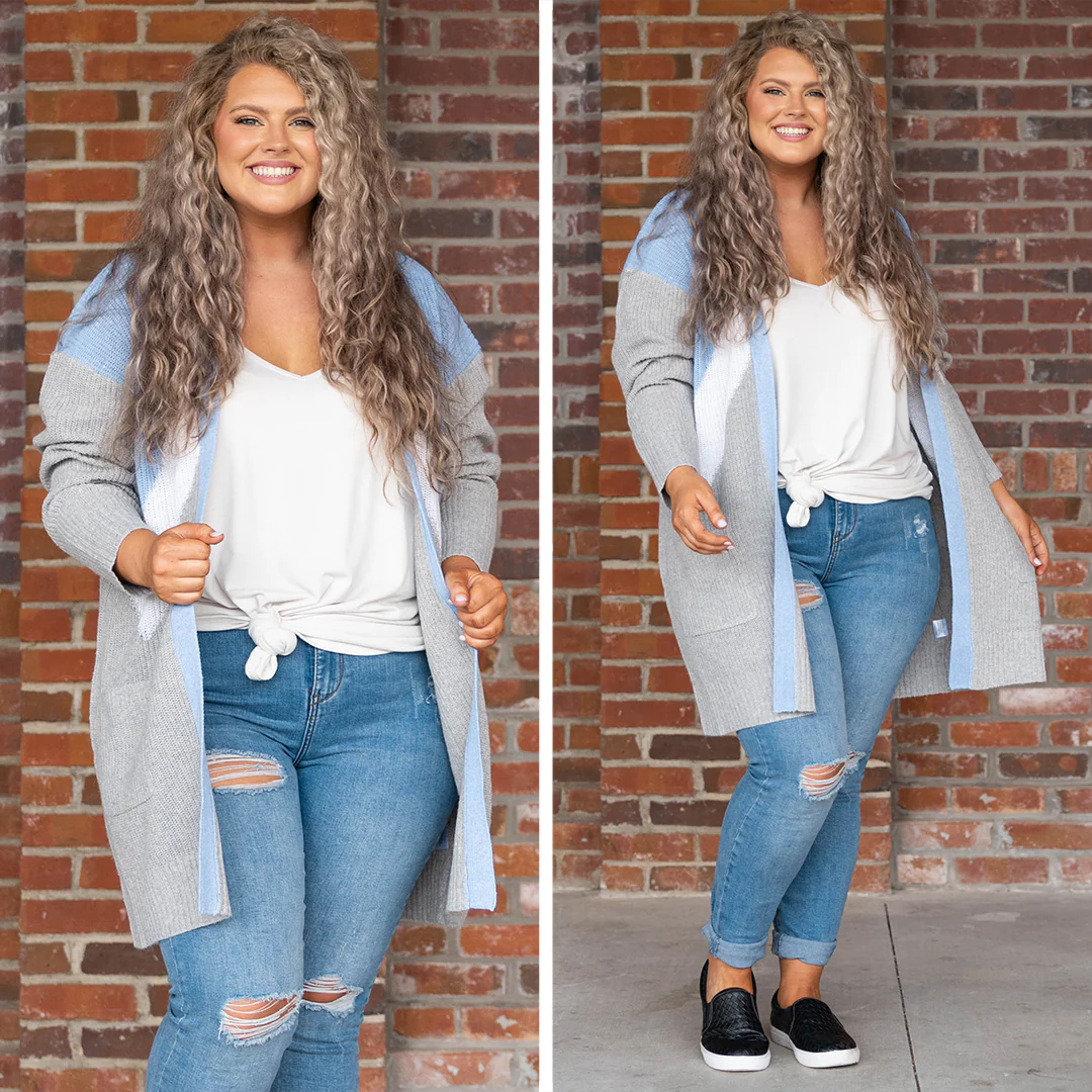 Stronger Than I Have Been Before Cardigan, Blue - Giverhouse