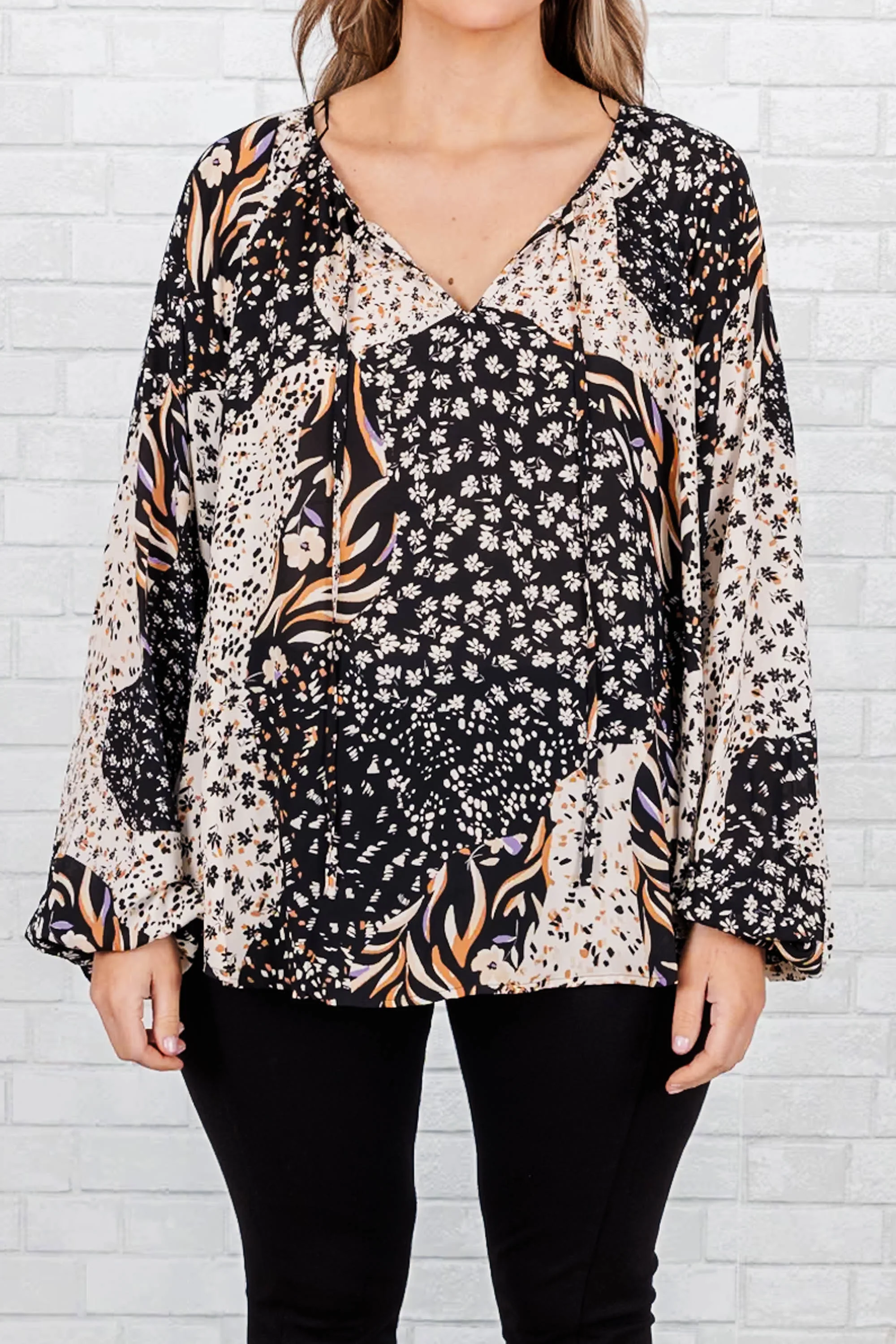 Her Town Too Top, Black Multi - Giverhouse