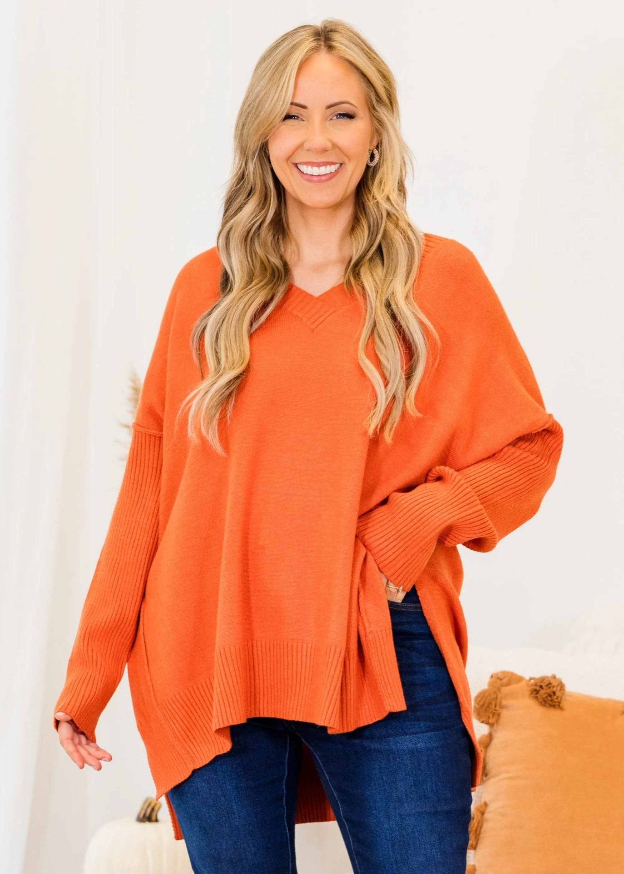 Hayride Harvest Sweater, Rust - Giverhouse