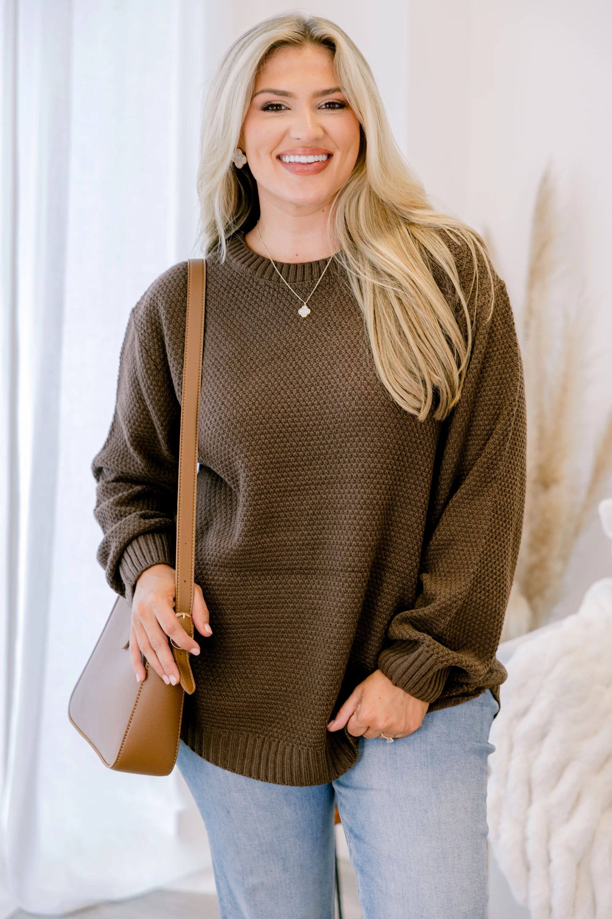 Fully Committed Sweater, Brown - Giverhouse