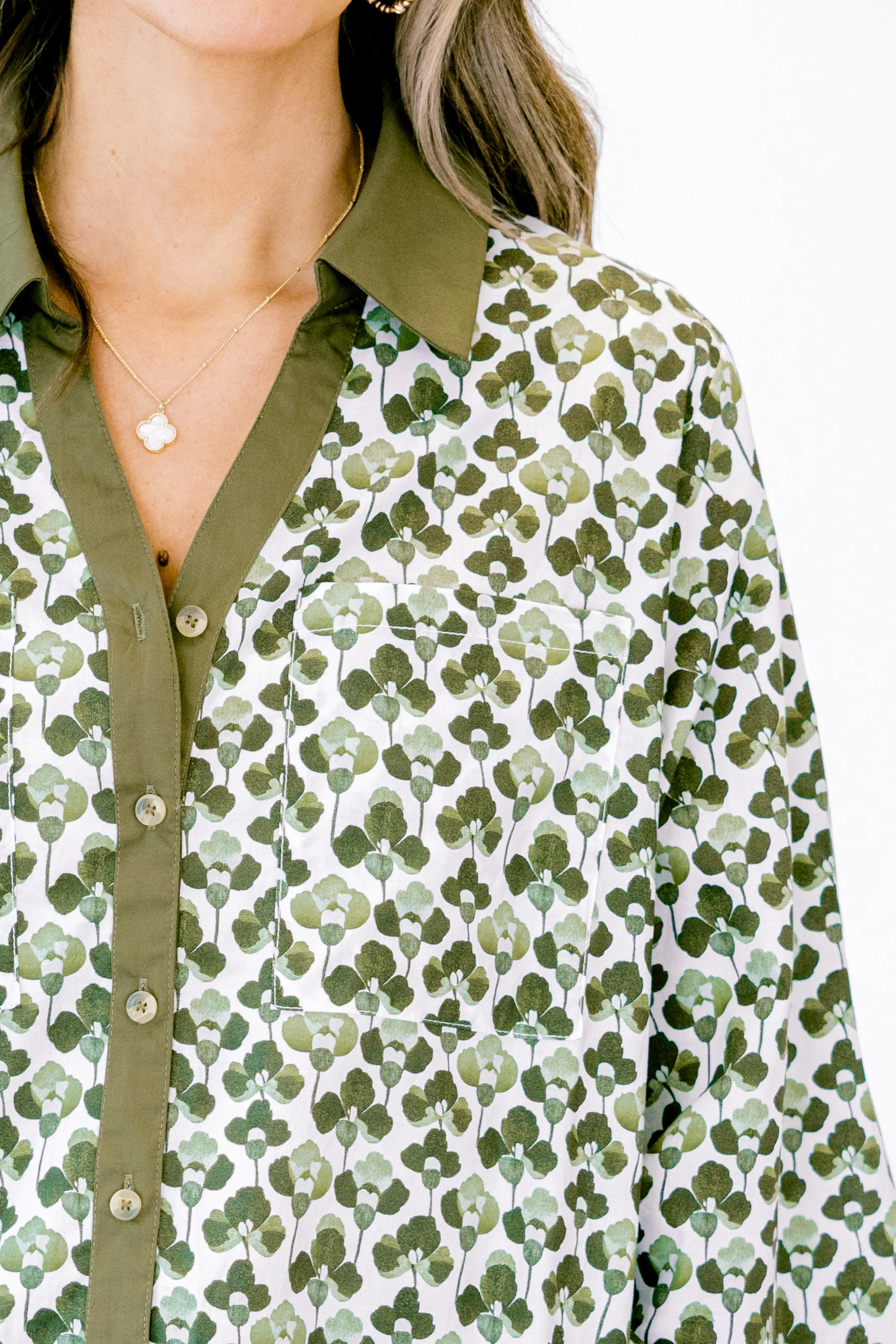 Garden Time Top, Green-White - Giverhouse