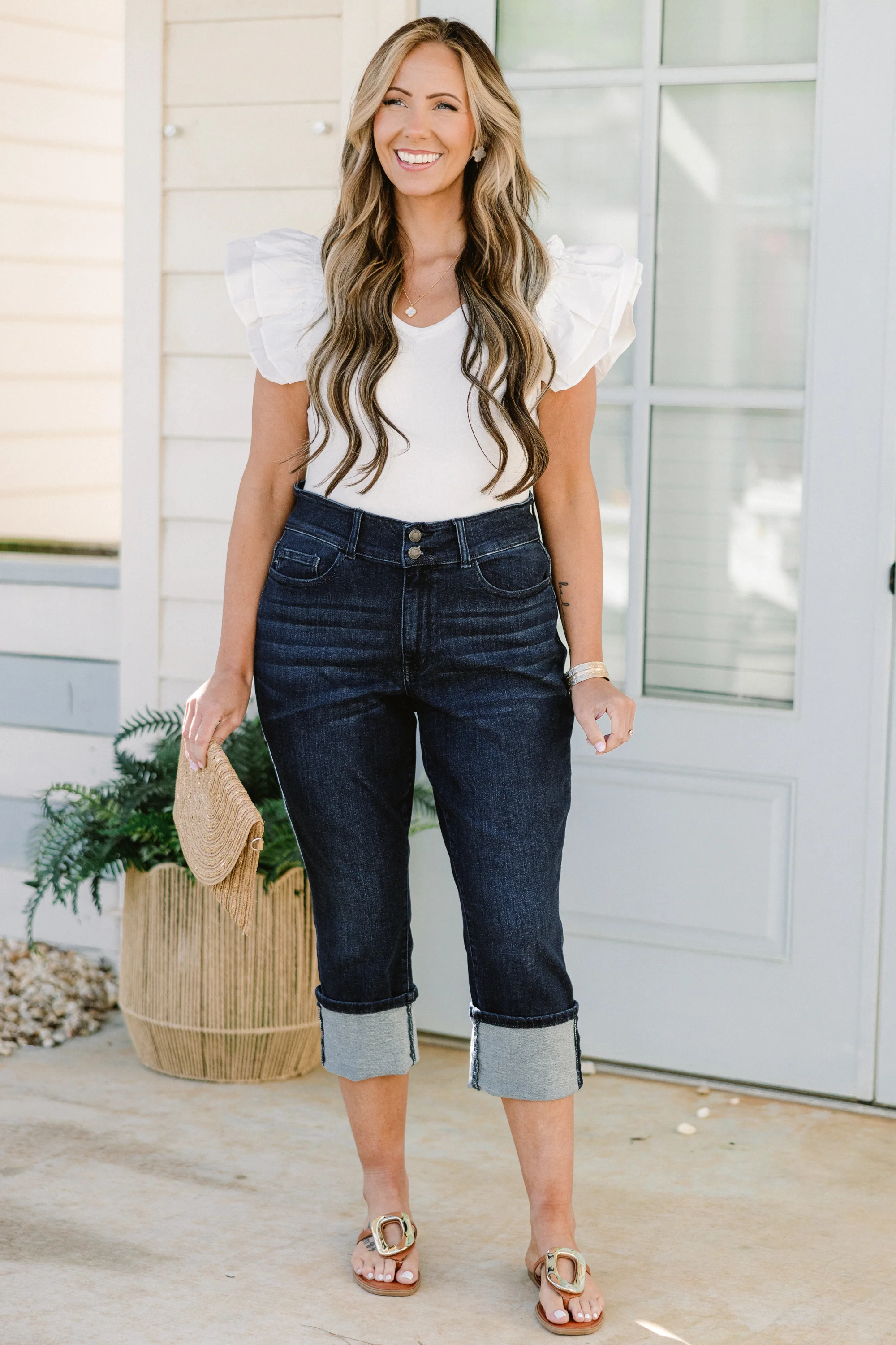 Judy Blue: Meet You There Capris, Blue - Giverhouse