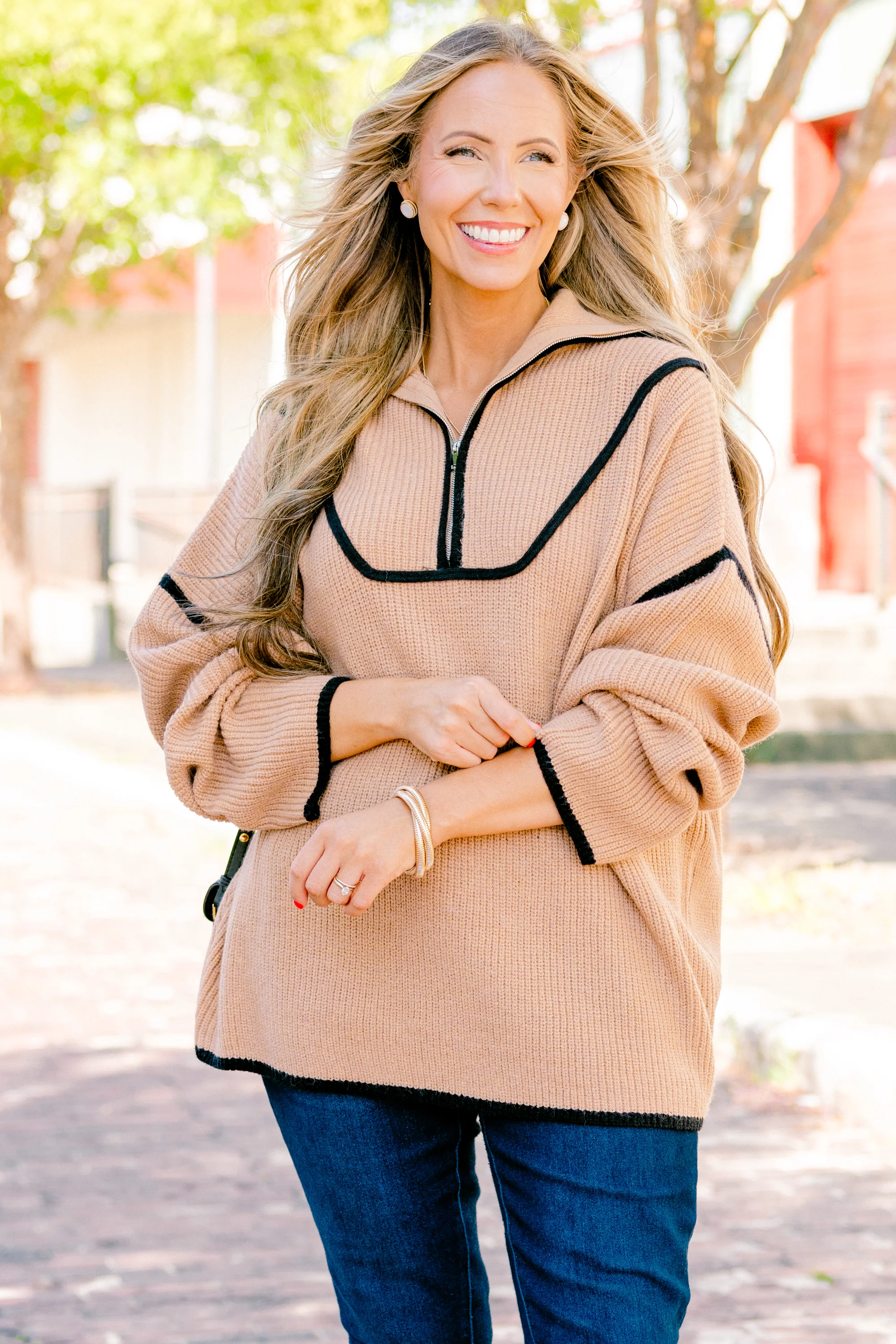 Falling For Fall Sweater, Taupe-Black - Giverhouse