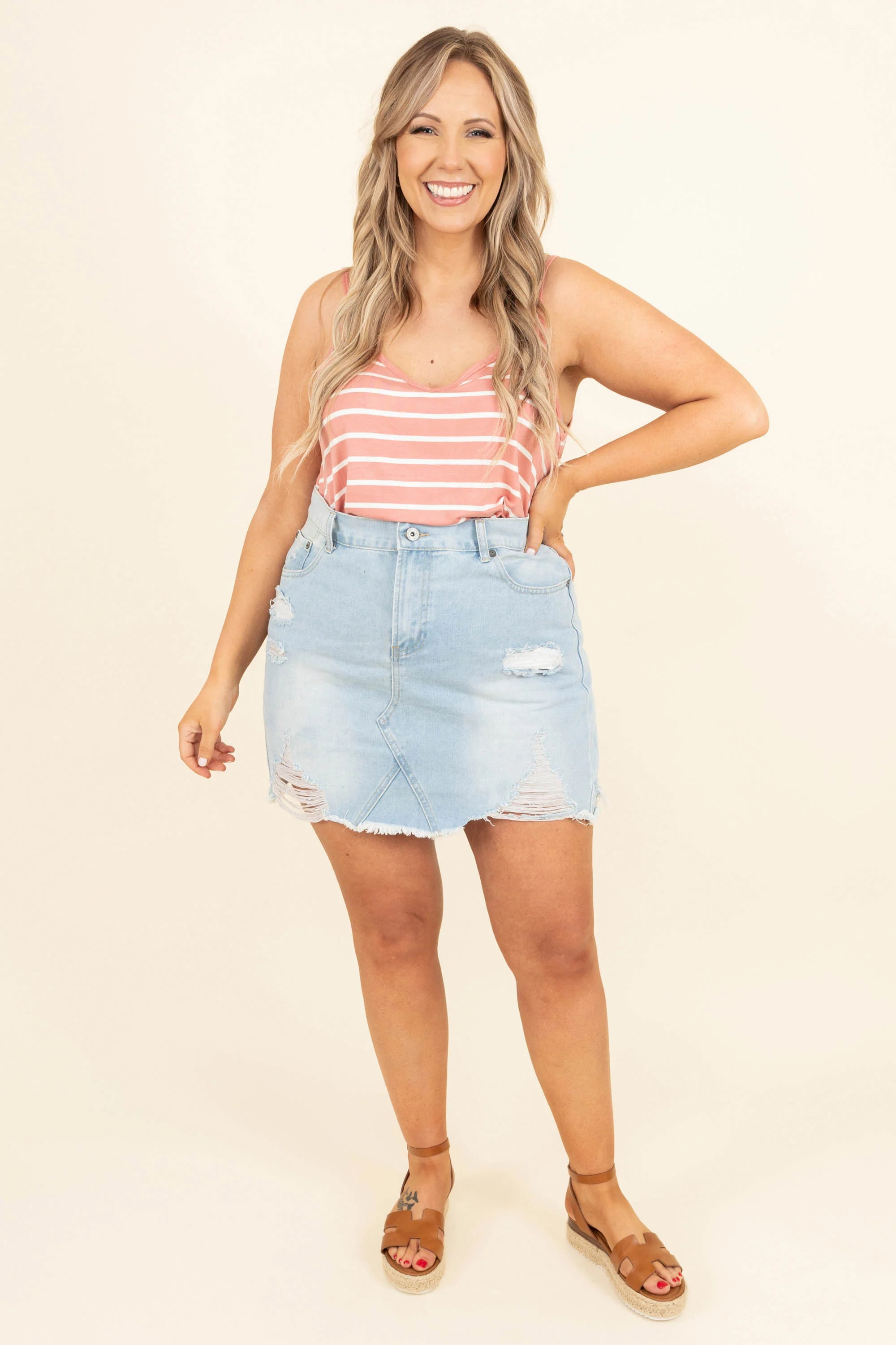 Rhythm Of Love Skirt, Light Denim - Giverhouse