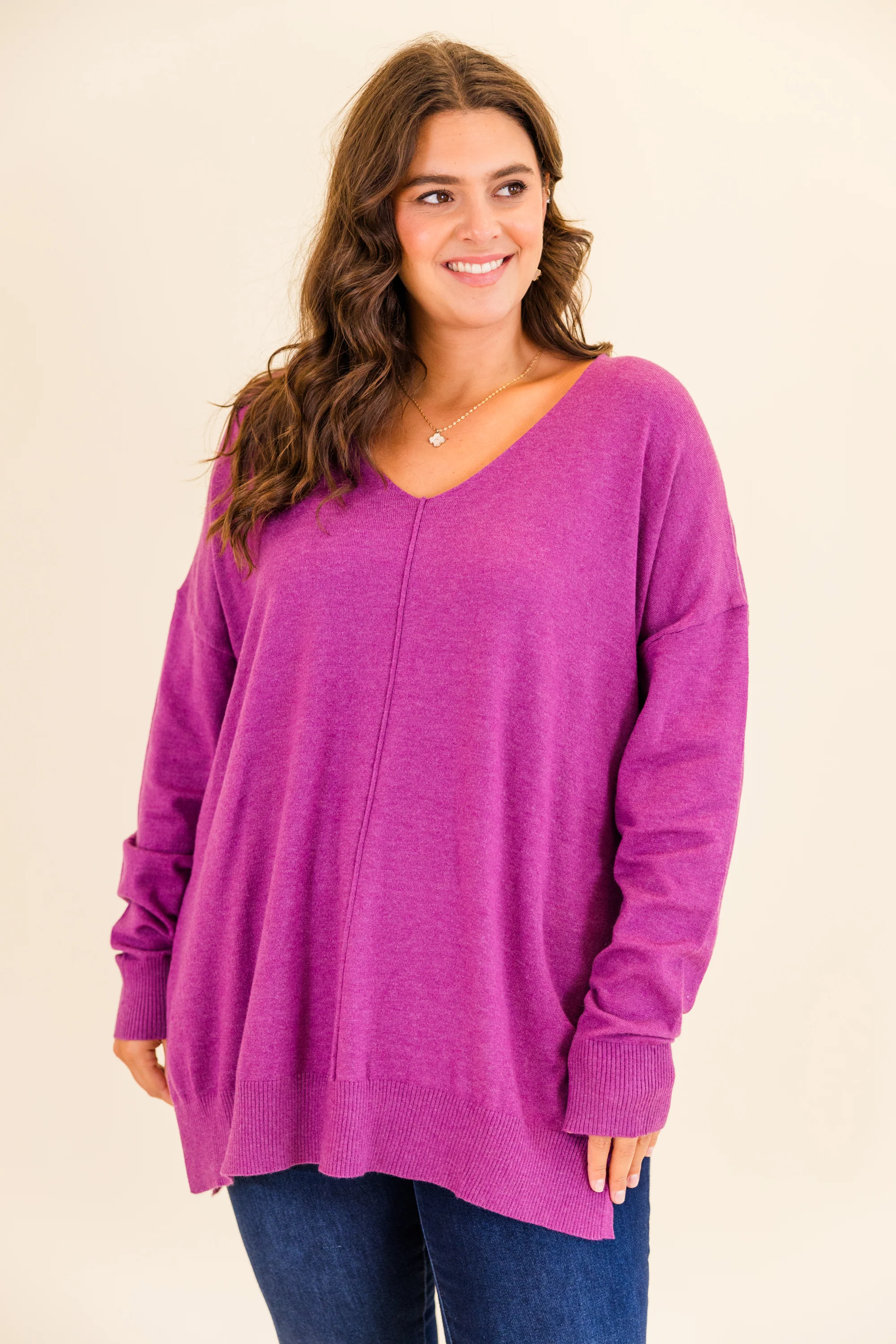 Miss Who I Was Sweater, Heather Plum - Giverhouse