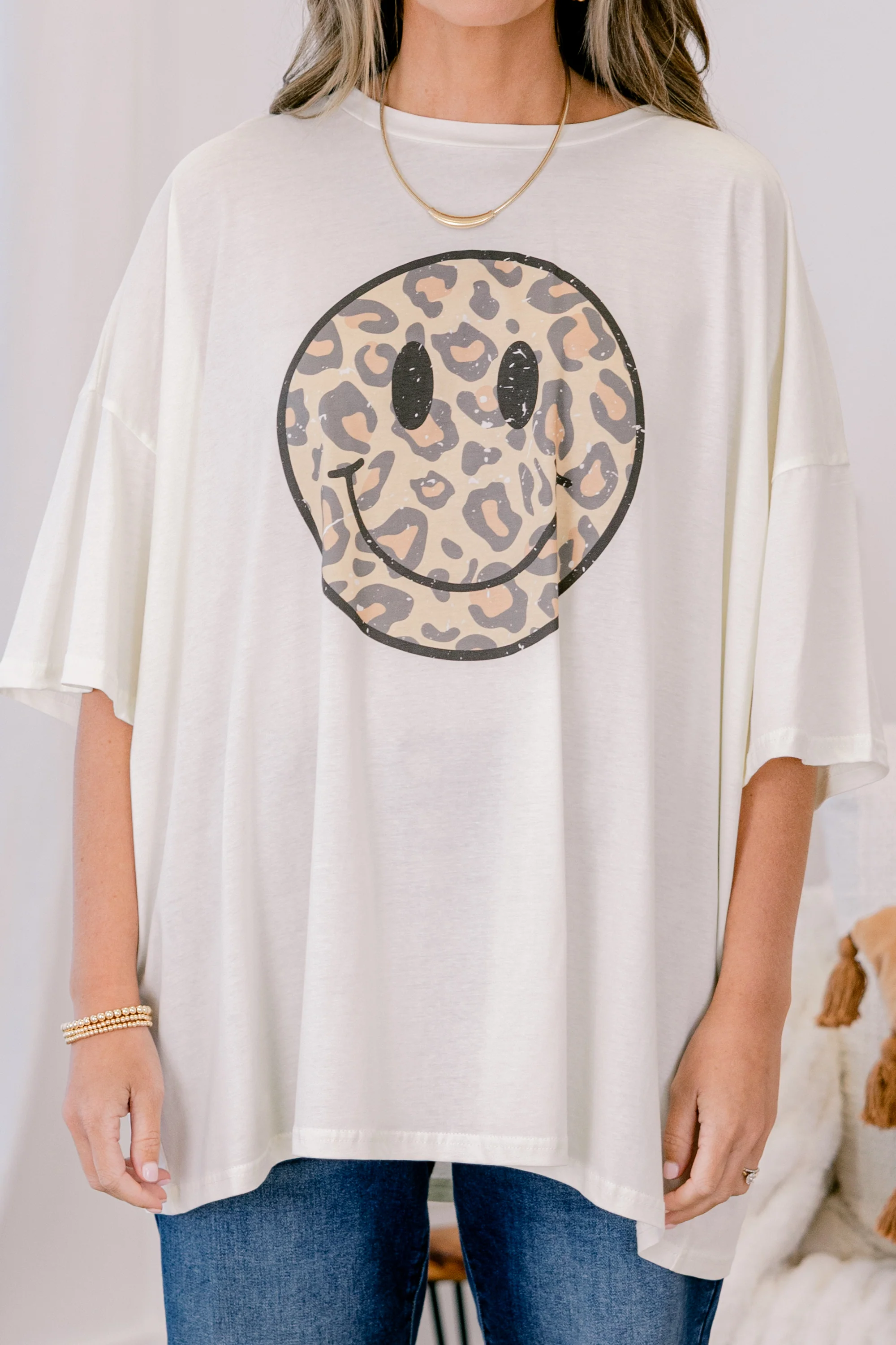 Fierce Smile Boyfriend Tee, Ivory - Giverhouse
