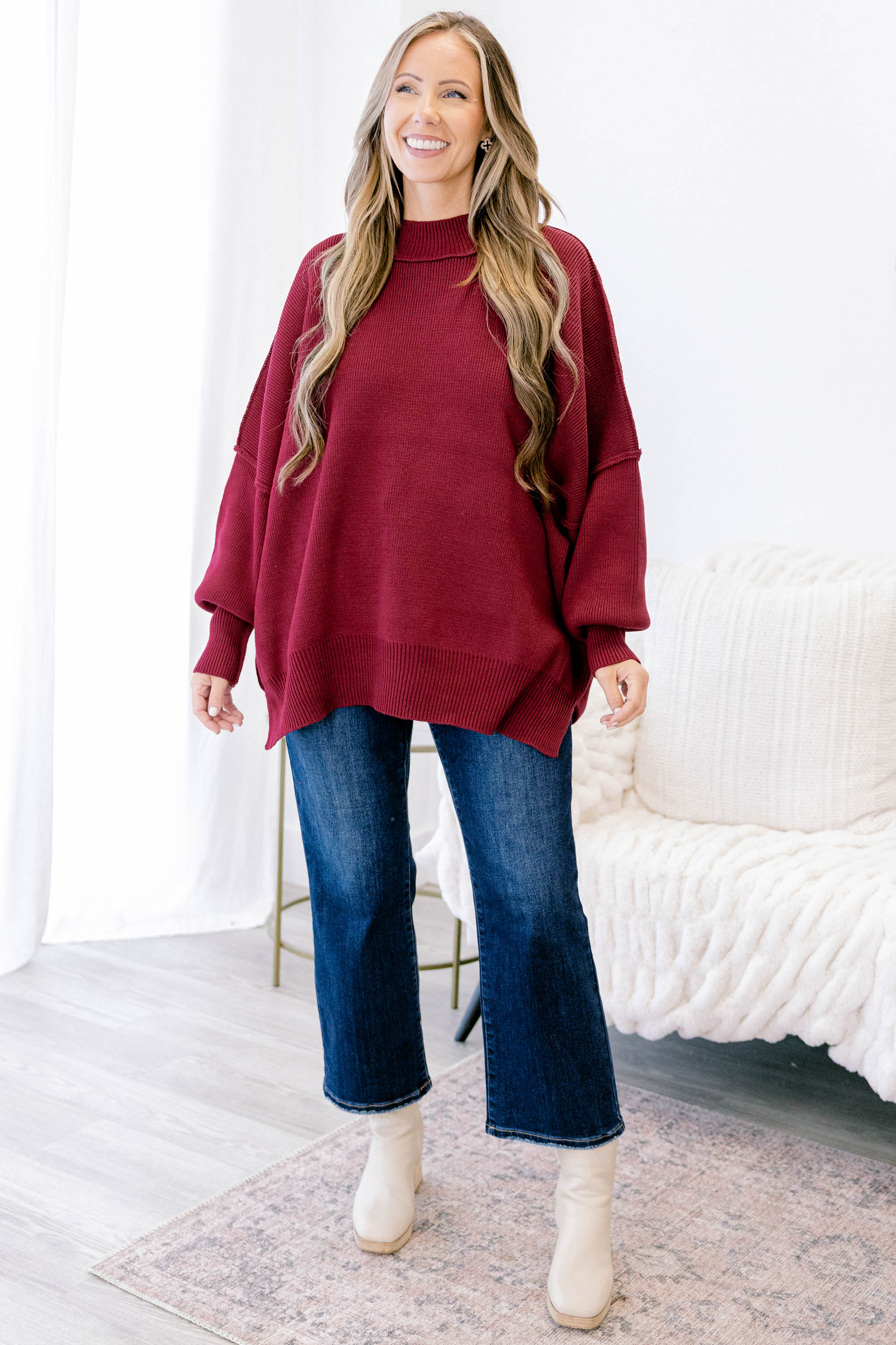 Perfectly Cozy Sweater, Cabernet - Giverhouse