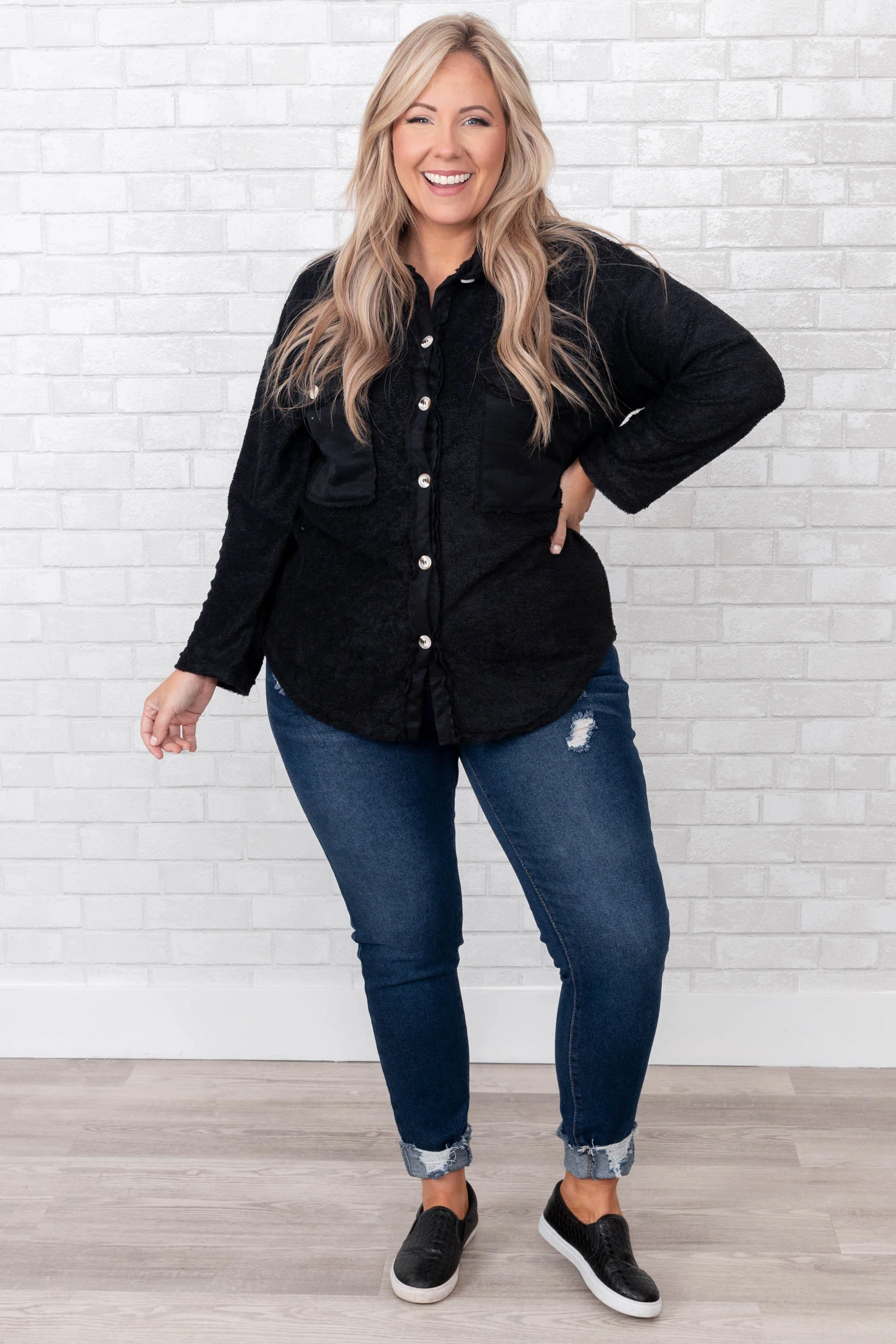 Best Of Both Worlds Shirt Jacket, Black - Giverhouse