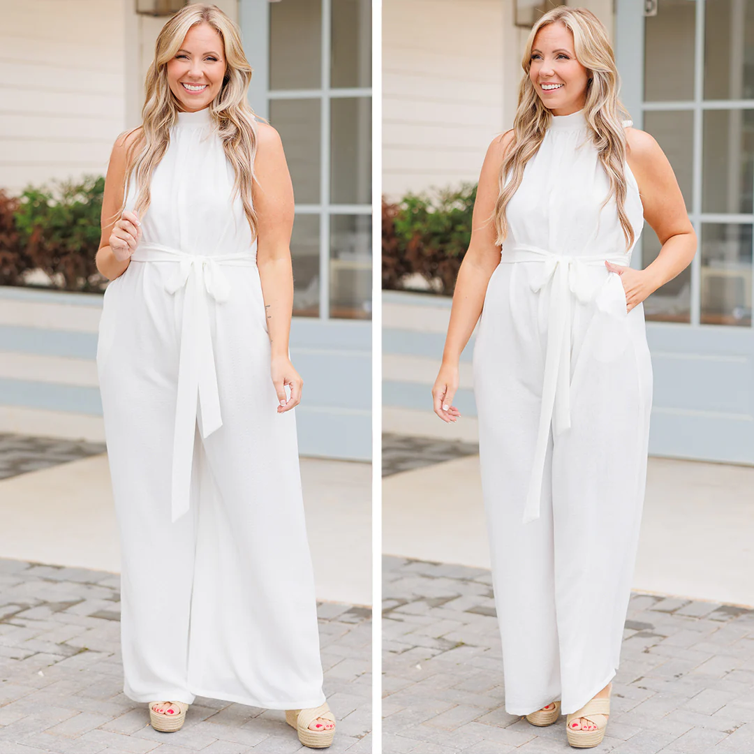 Beautiful Essence Jumpsuit, White - Giverhouse
