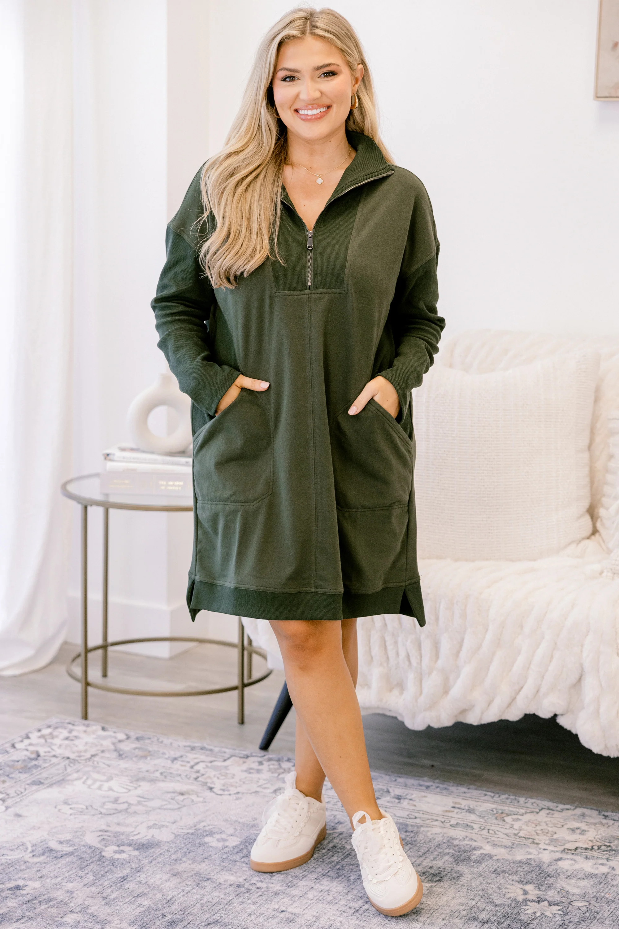 Slow It Down Dress, Olive - Giverhouse