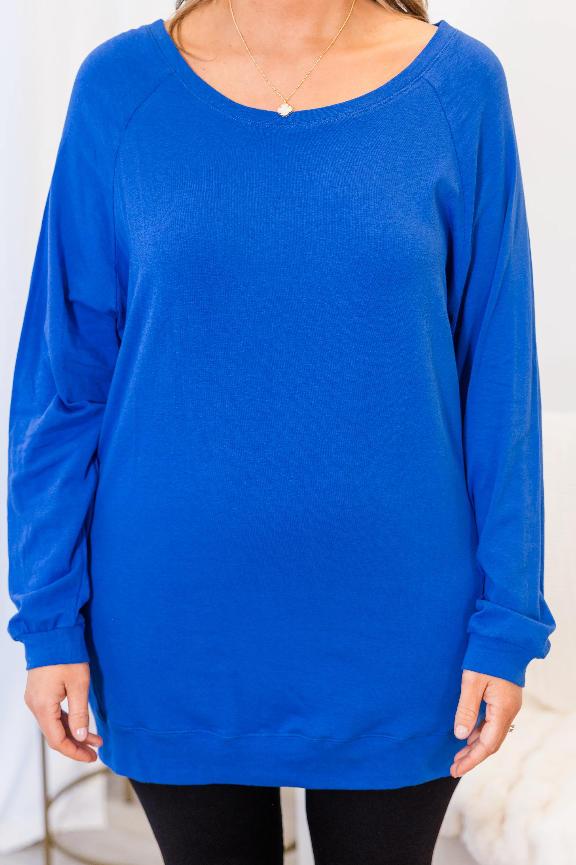 Slouchy Dolman Tunic Long Sleeve, Cobalt - Giverhouse