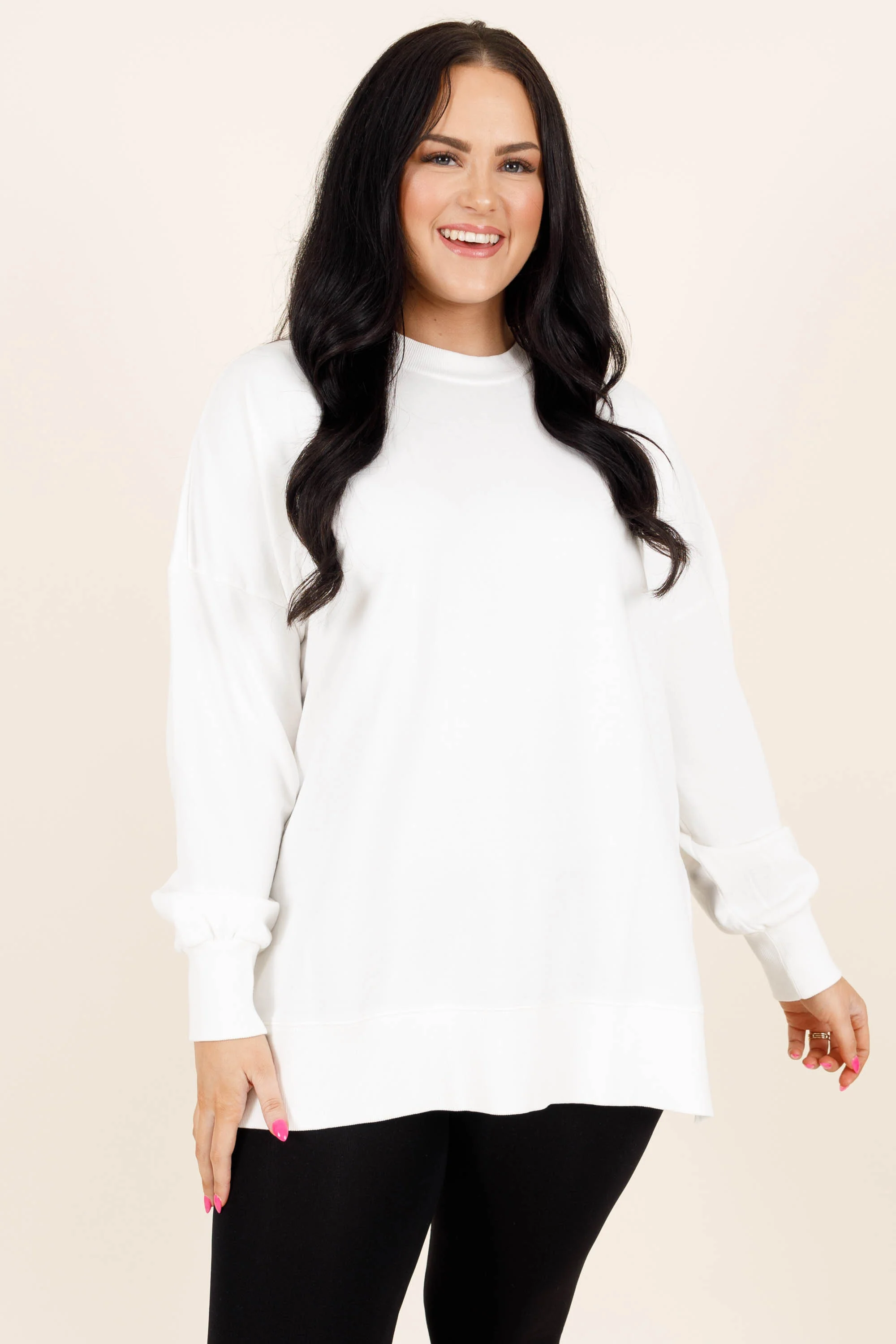 Cozy Crewneck Pullover, White - Giverhouse