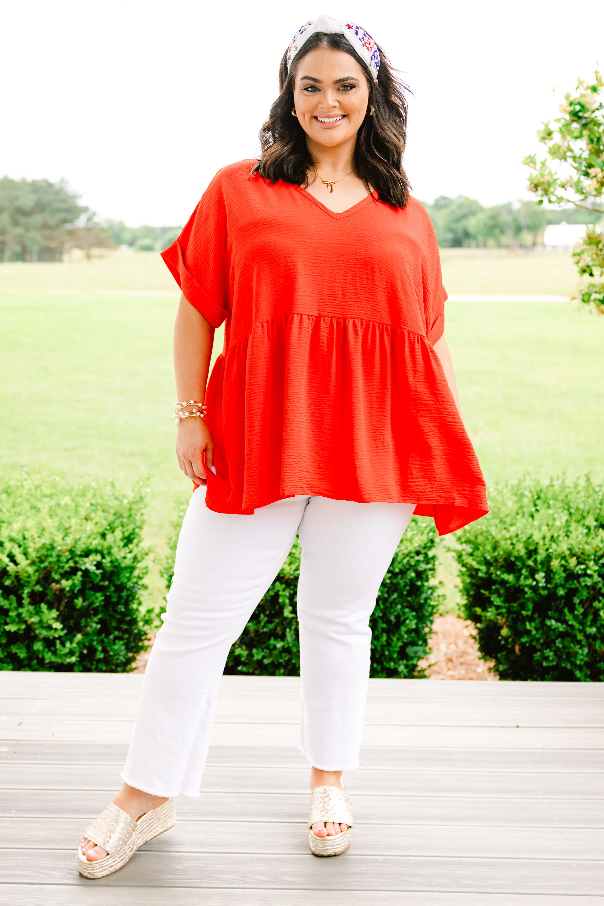 Wide Eyed Gaze Top, Tomato - Giverhouse