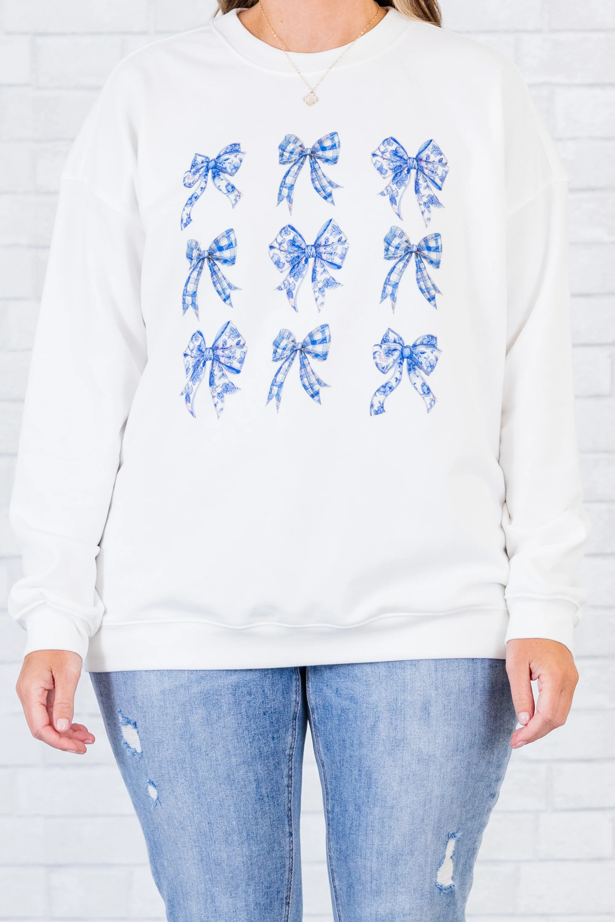 A Moment For The Bow Pullover, White - Giverhouse
