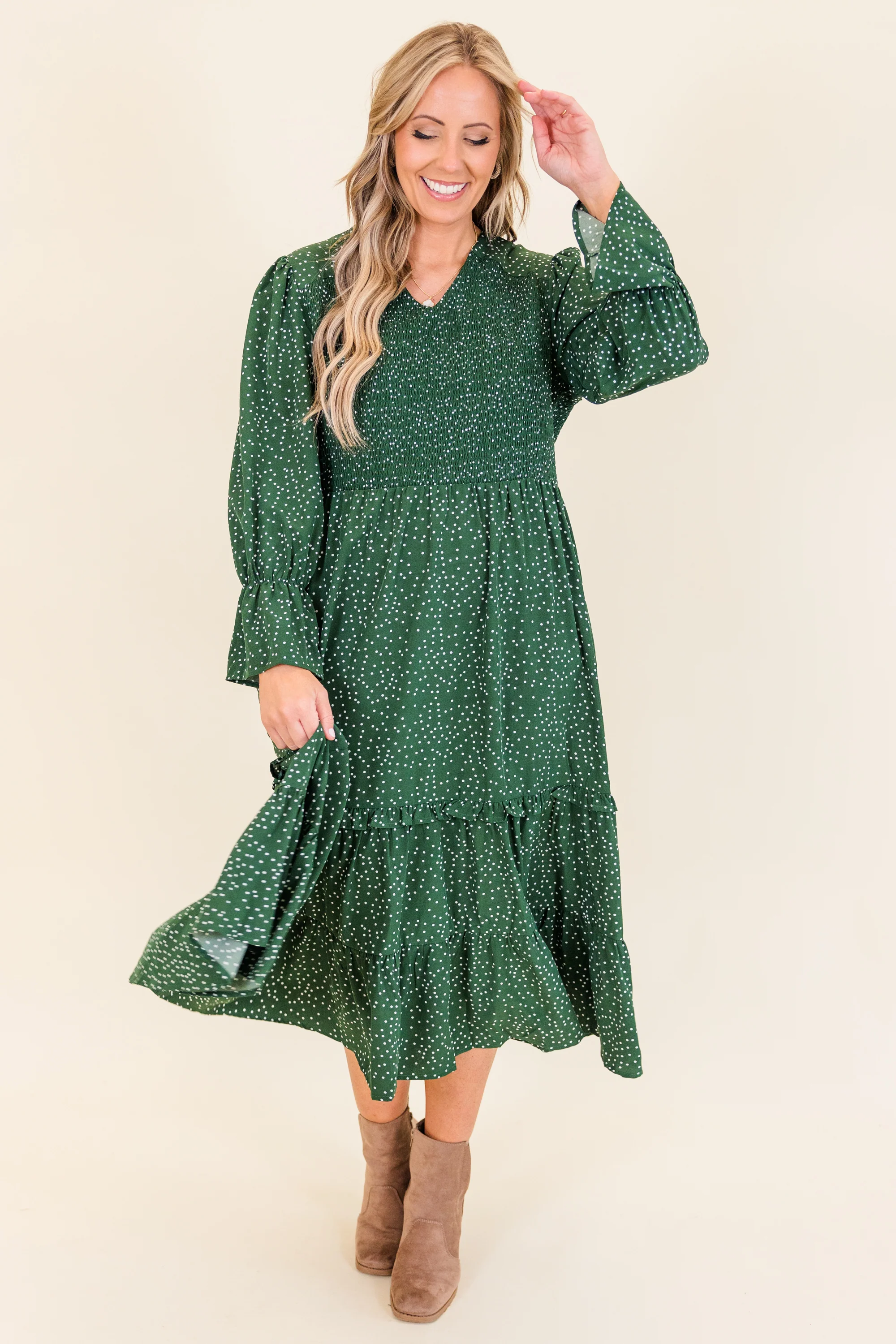 Montana Mornings Dress, Hunter Green - Giverhouse