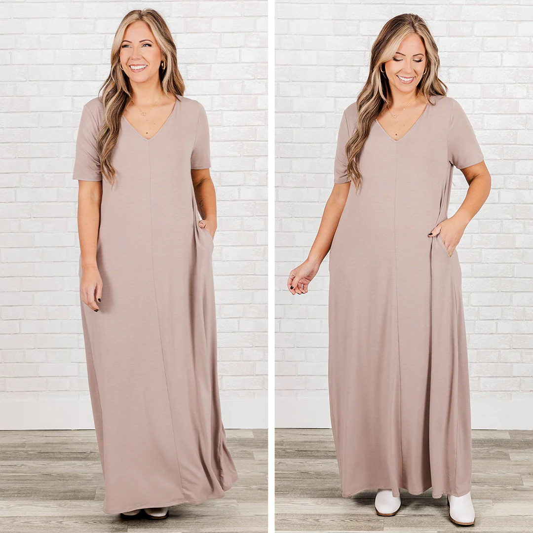 Makin' Waves Maxi Dress, Ash Mocha - Giverhouse