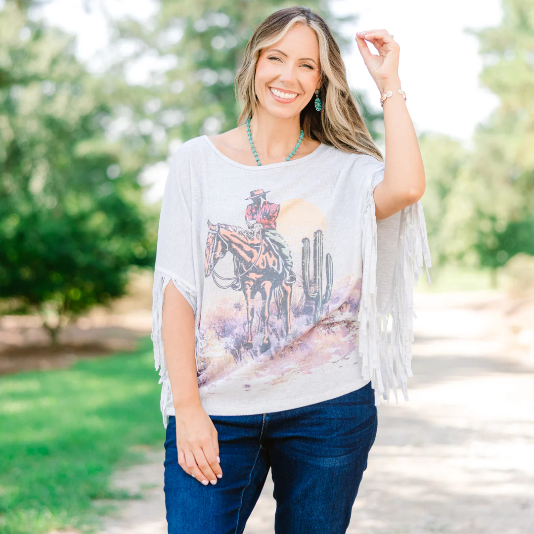The Wild West Top, Heather Gray - Giverhouse