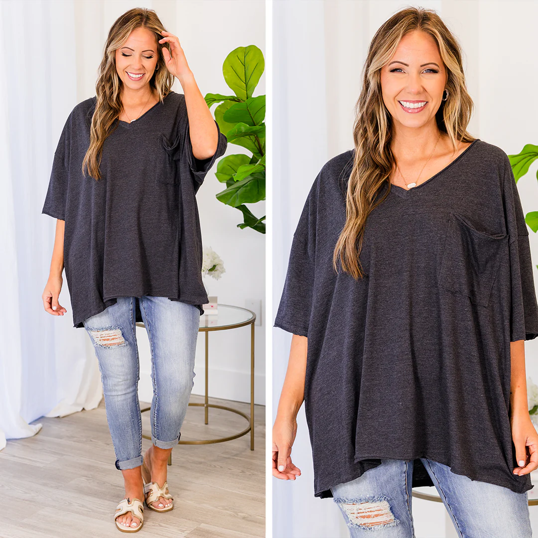 Dancing In The Mirror Top, Charcoal - Giverhouse